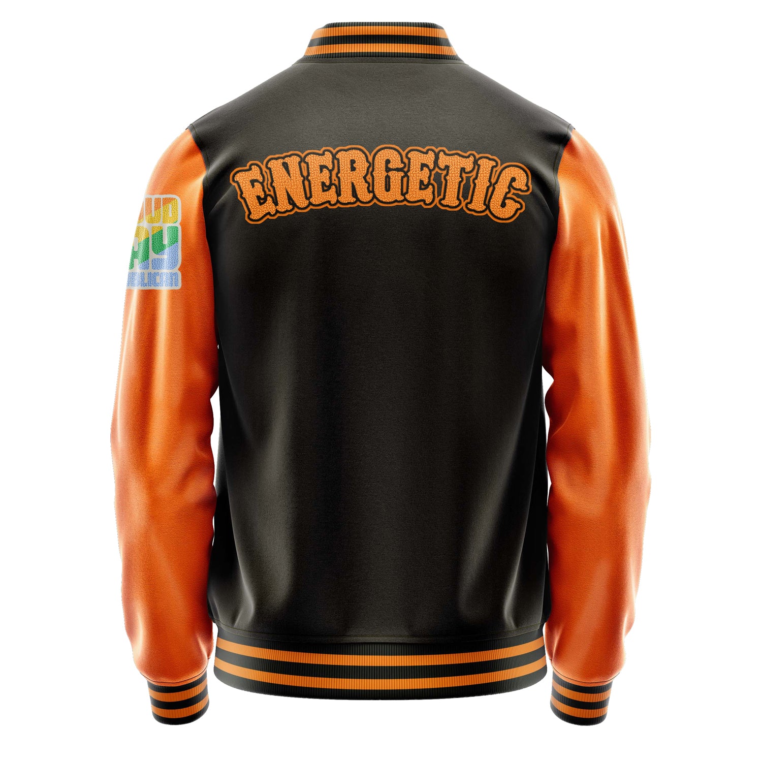 Custom Brown Varsity Jacket Patches Orange Leather Sleeves - Proud Gay Republican