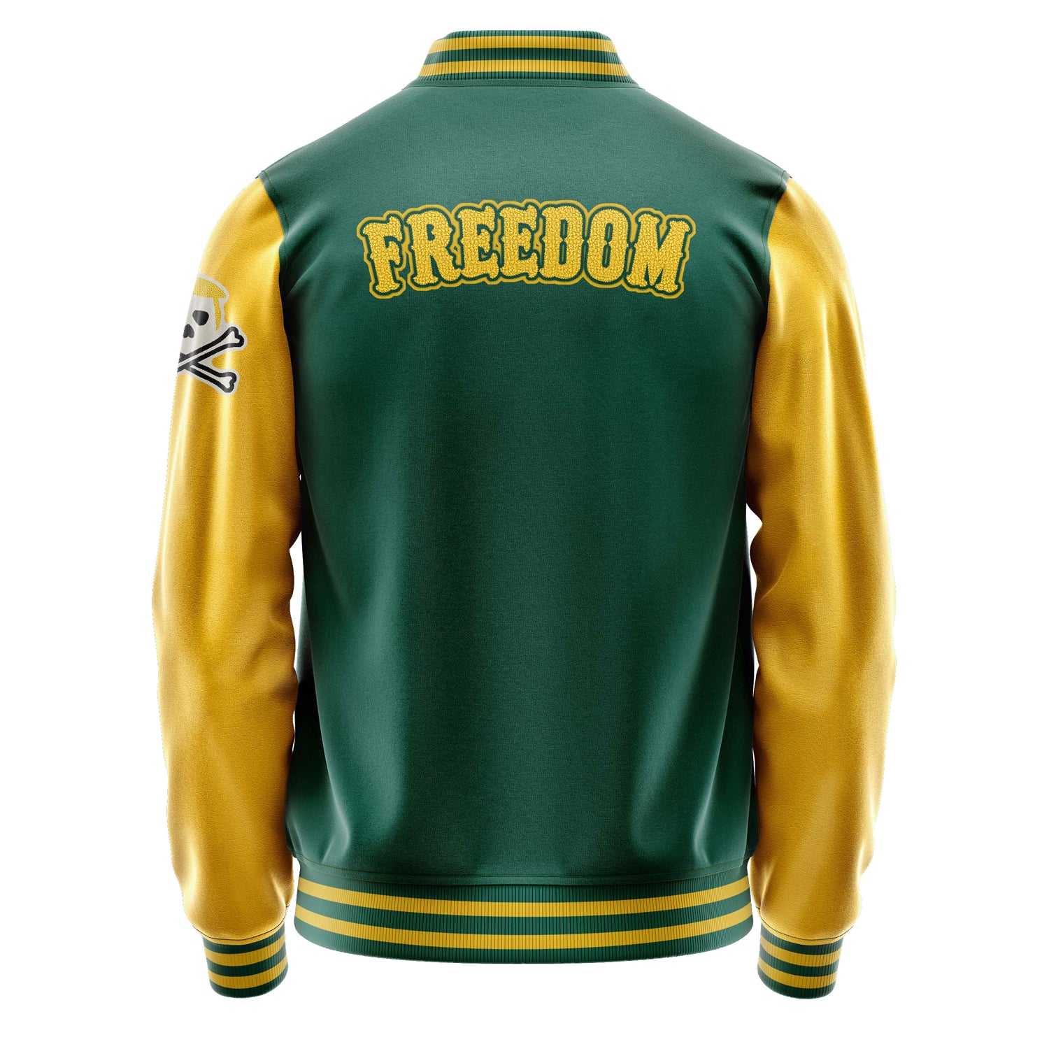 Custom Green Varsity Jacket Patches Egg Yellow Leather Sleeves - Fun Avatar