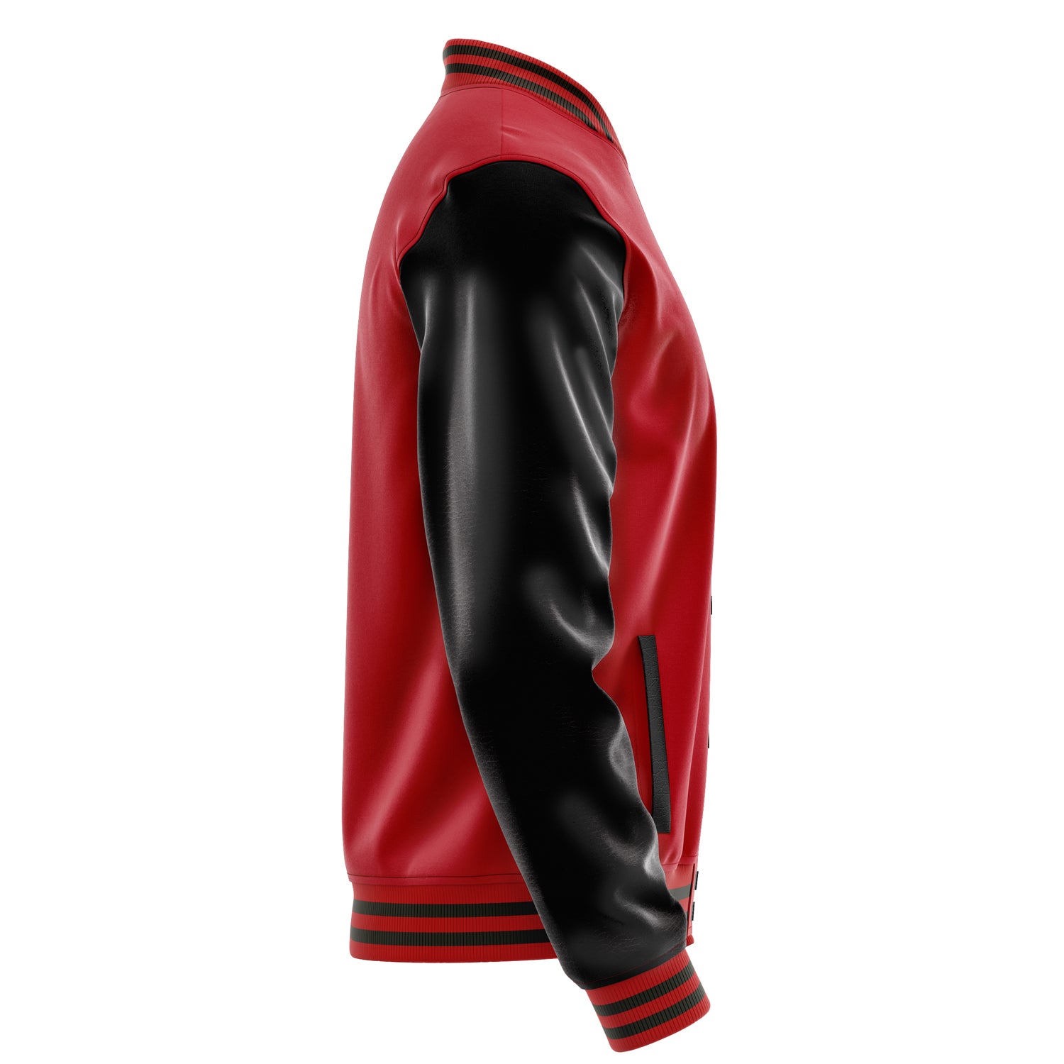 Custom Red Varsity Jacket Patches Black Leather Sleeves - Designated President