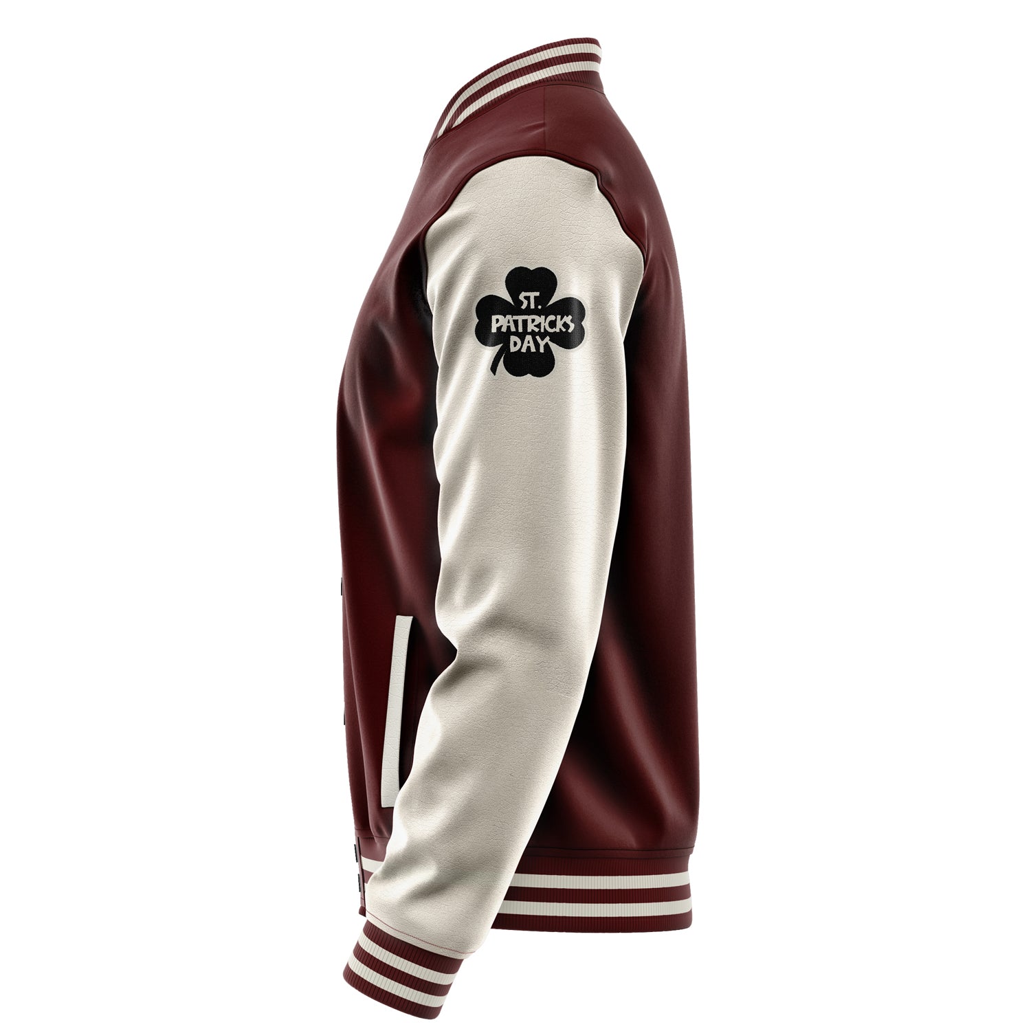 Custom Wine Red Varsity Jacket Patches Beige Leather Sleeves - Girl's heart