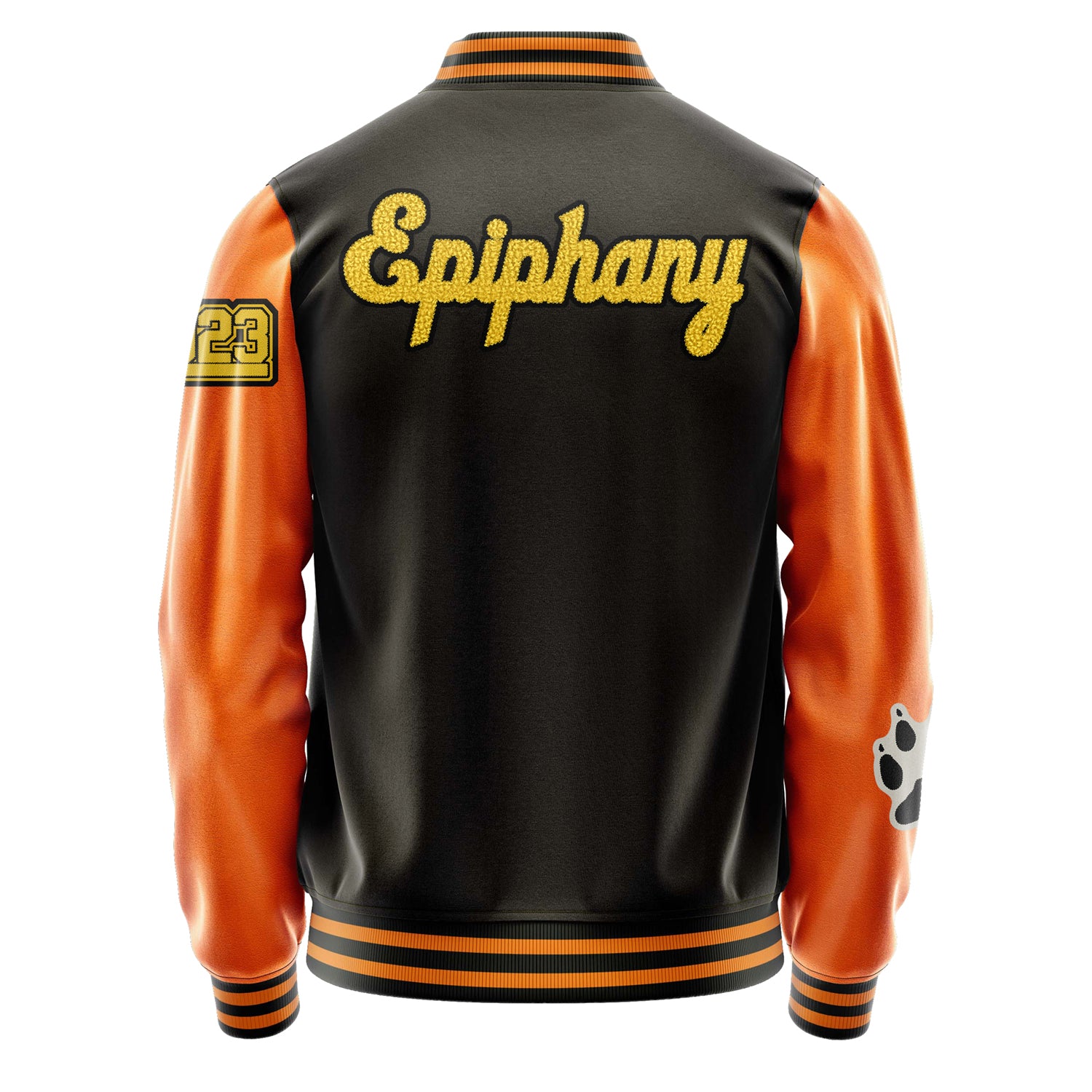 Custom Brown Varsity Jacket Patches Orange Leather Sleeves - Fox mask
