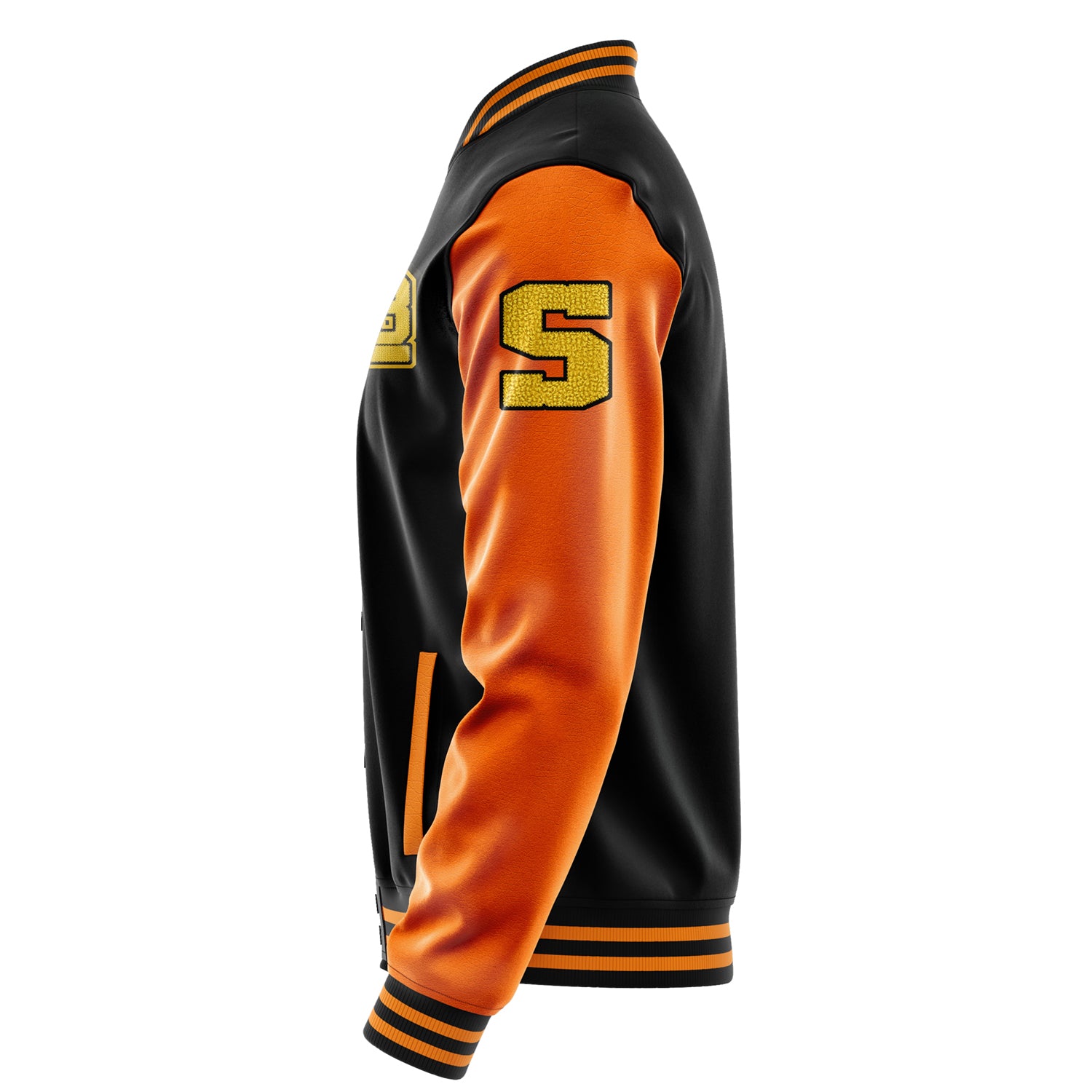 Custom Brown Varsity Jacket Patches Orange Leather Sleeves - Fox mask