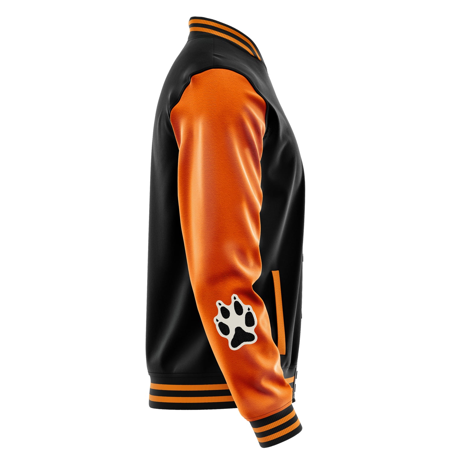Custom Brown Varsity Jacket Patches Orange Leather Sleeves - Fox mask