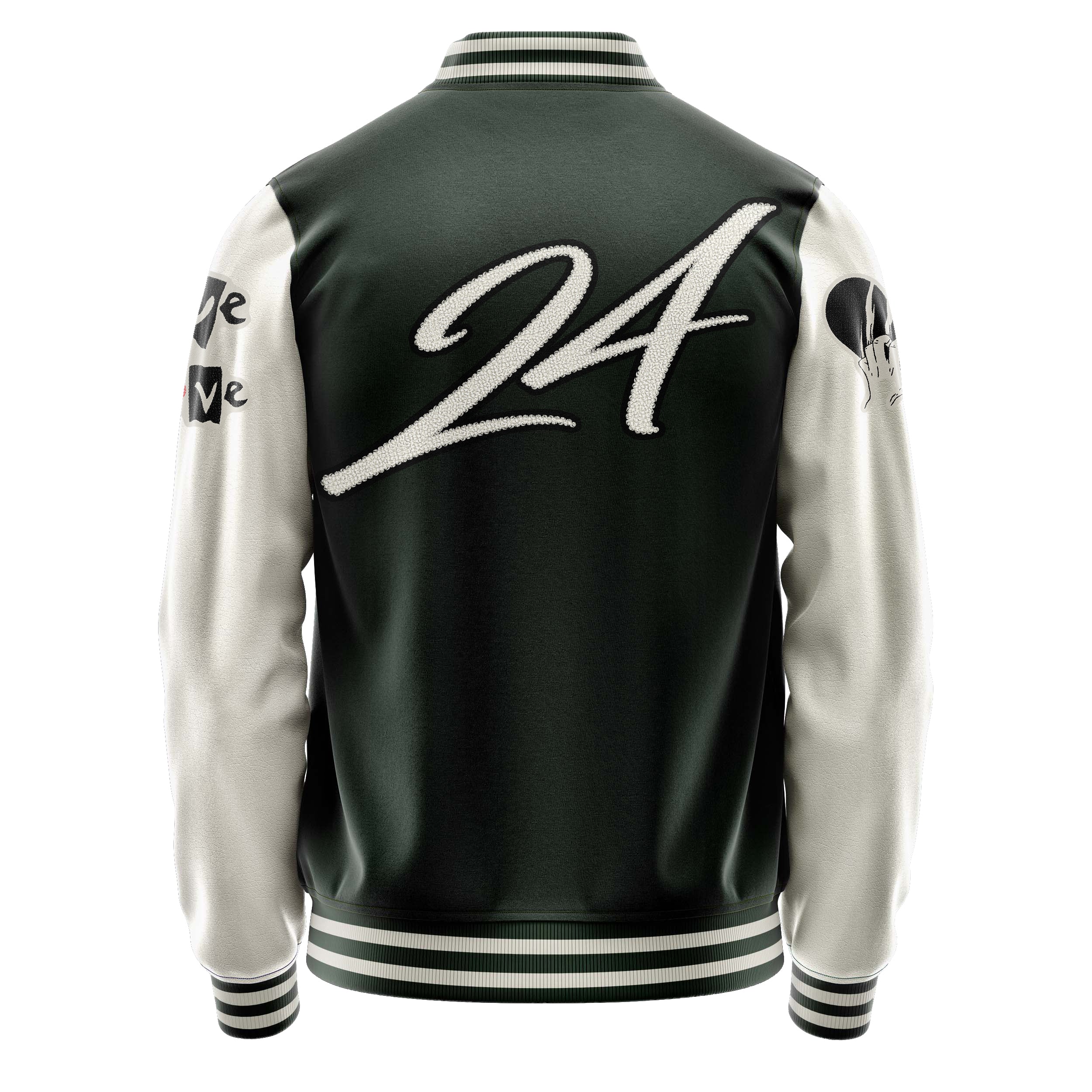 Custom Dark Green Varsity Jacket Patches Beige Leather Sleeves - Hurt the heart