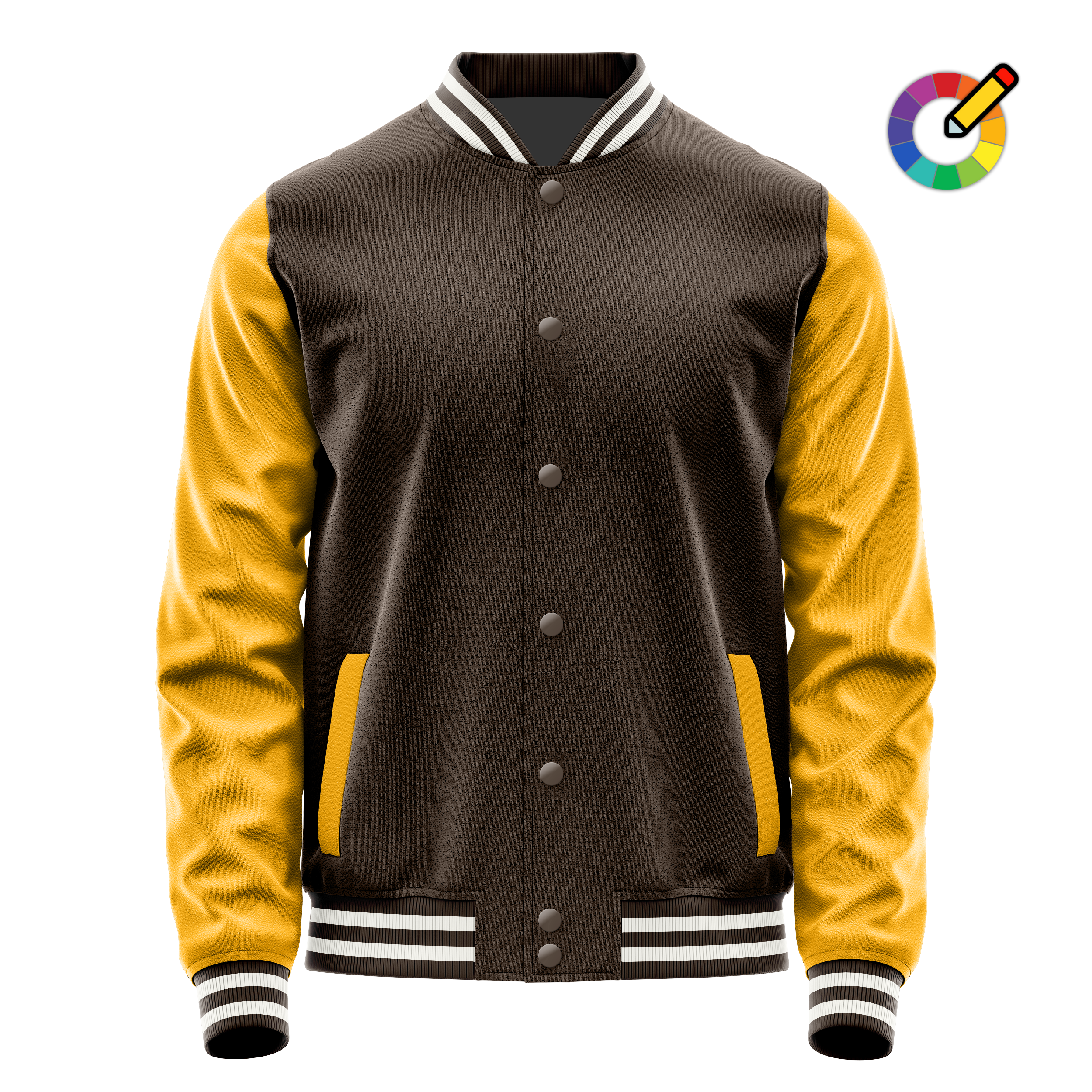 Custom Brown Varsity Jacket Yellow Leather Sleeves JG01190118