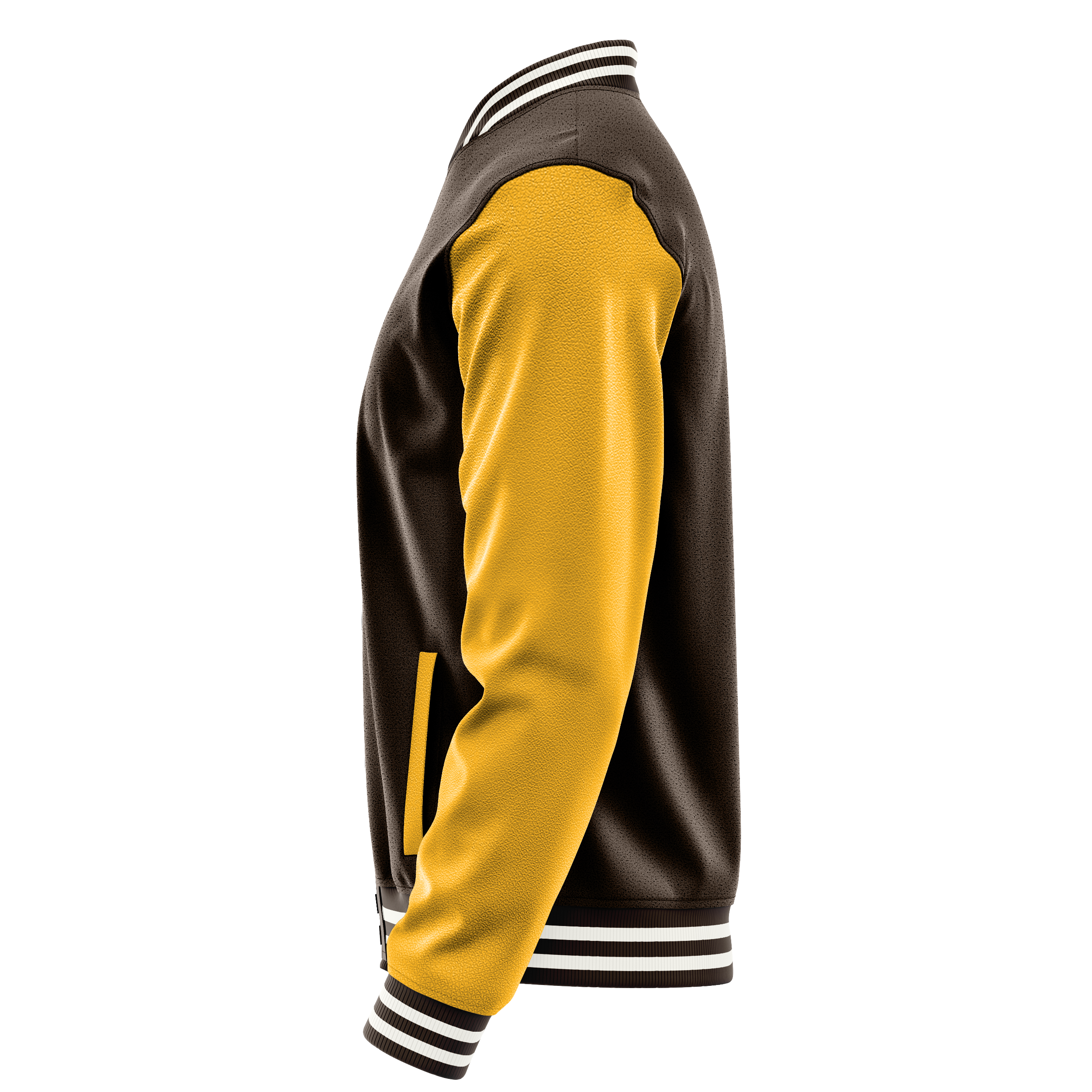 Custom Brown Varsity Jacket Yellow Leather Sleeves JG01190118