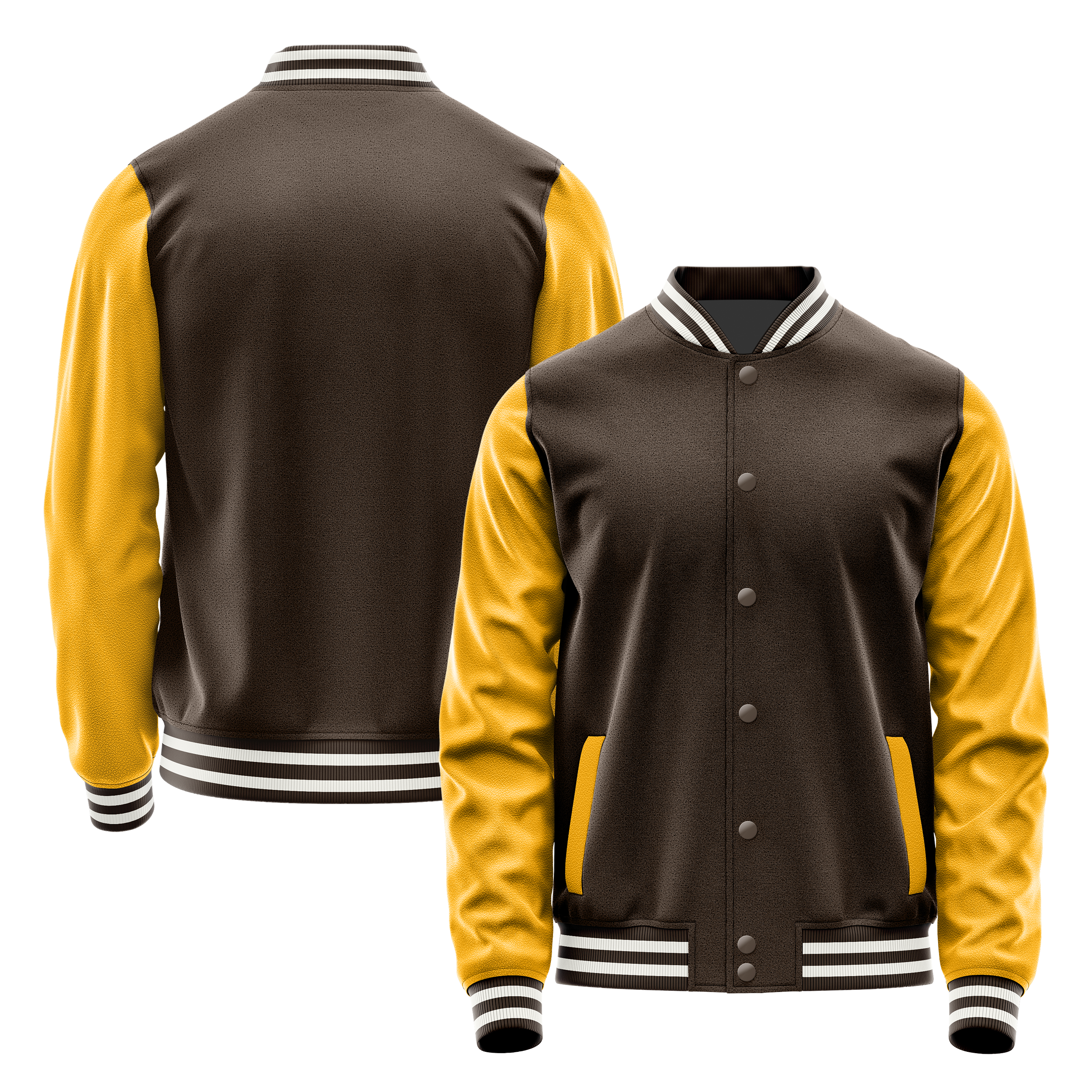 Custom Brown Varsity Jacket Yellow Leather Sleeves JG01190118