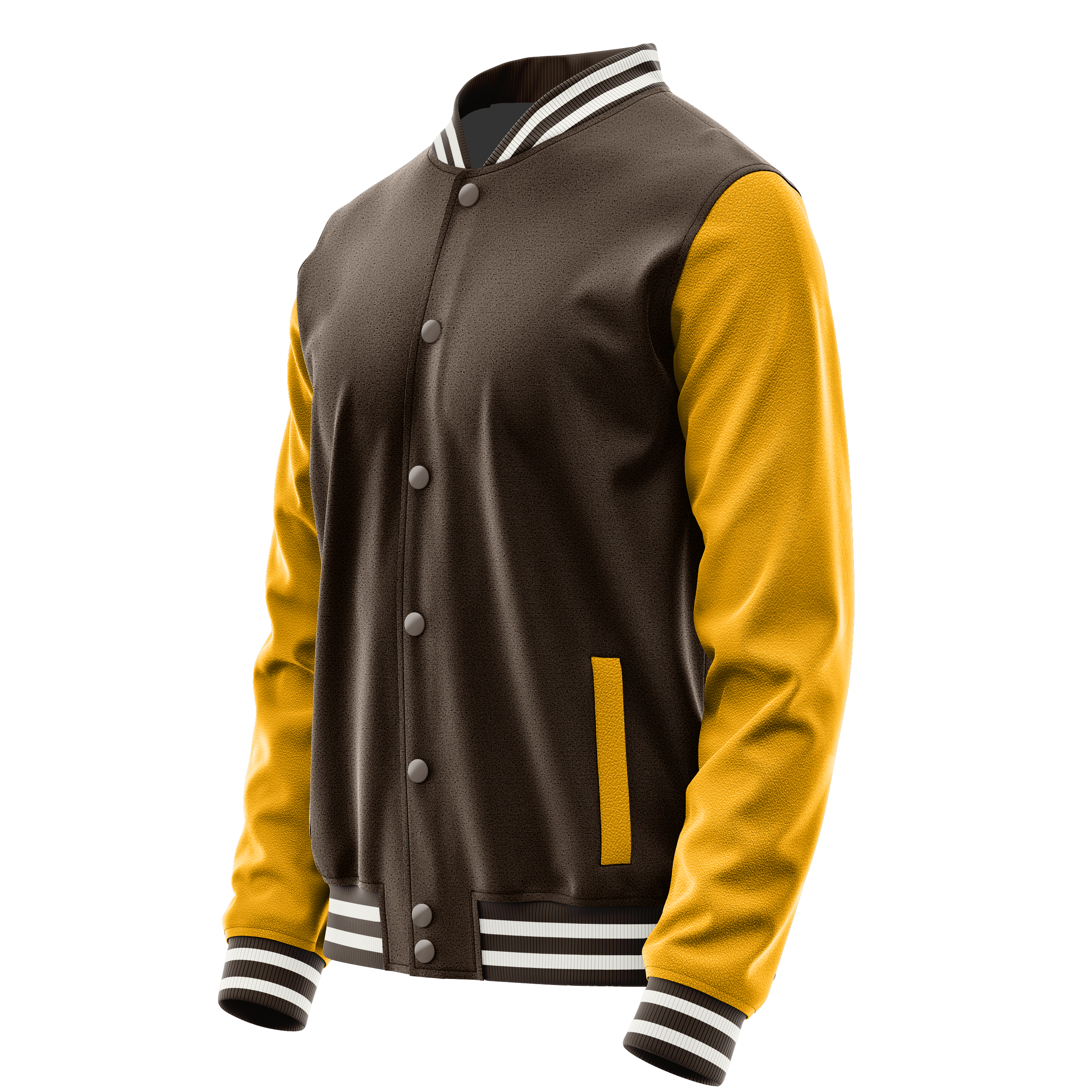 Custom Brown Varsity Jacket Yellow Leather Sleeves JG01190118