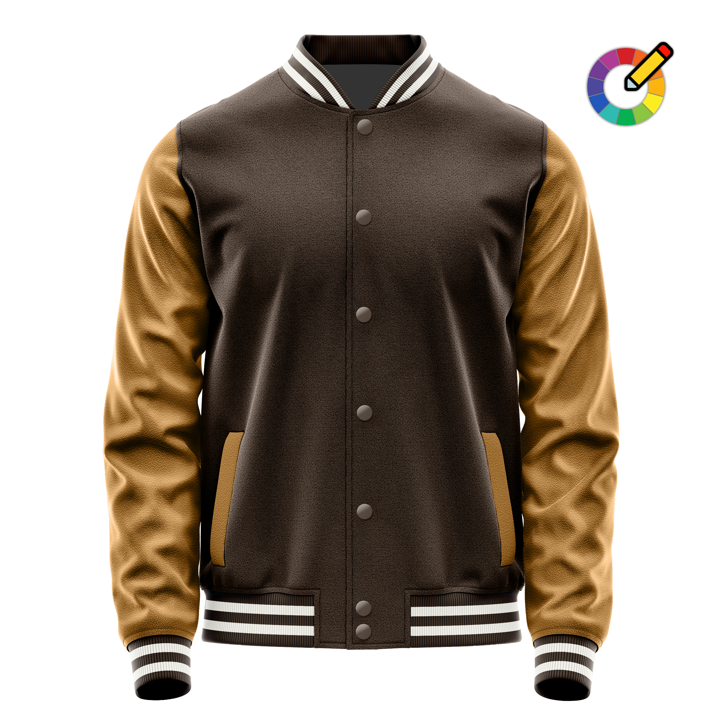 Custom Brown Varsity Jacket Khaki Leather Sleeves JG01220118