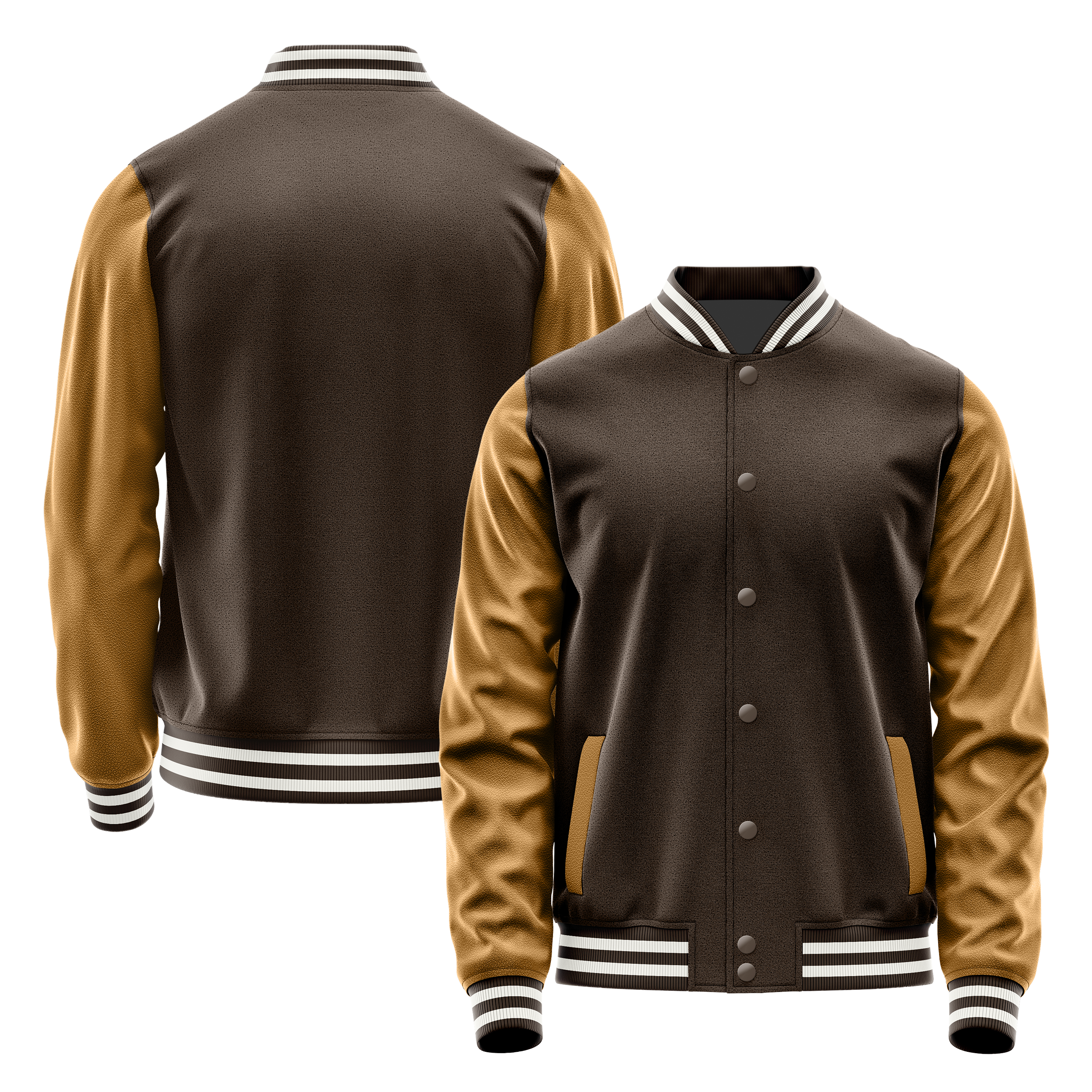 Custom Brown Varsity Jacket Khaki Leather Sleeves JG01220118