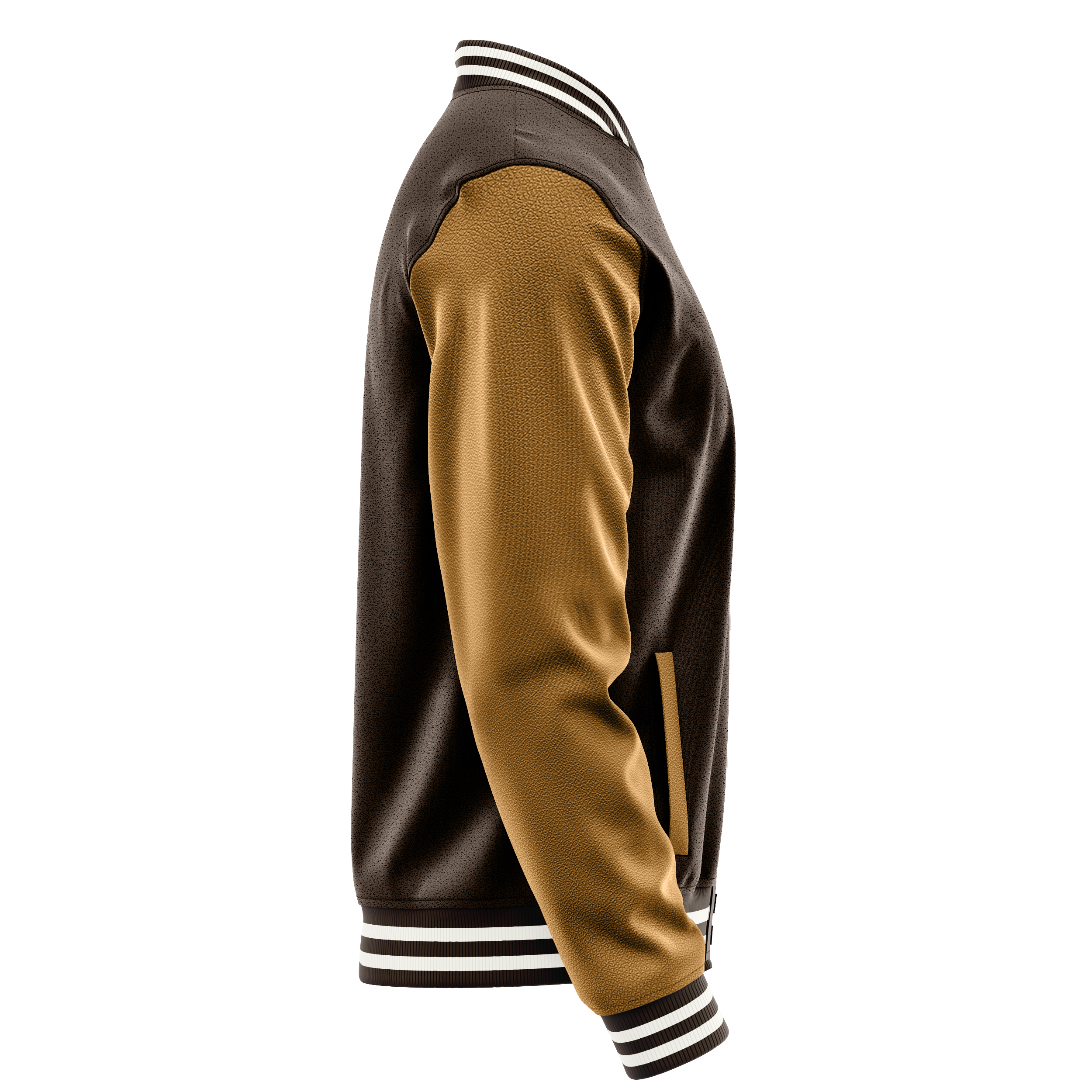 Custom Brown Varsity Jacket Khaki Leather Sleeves JG01220118