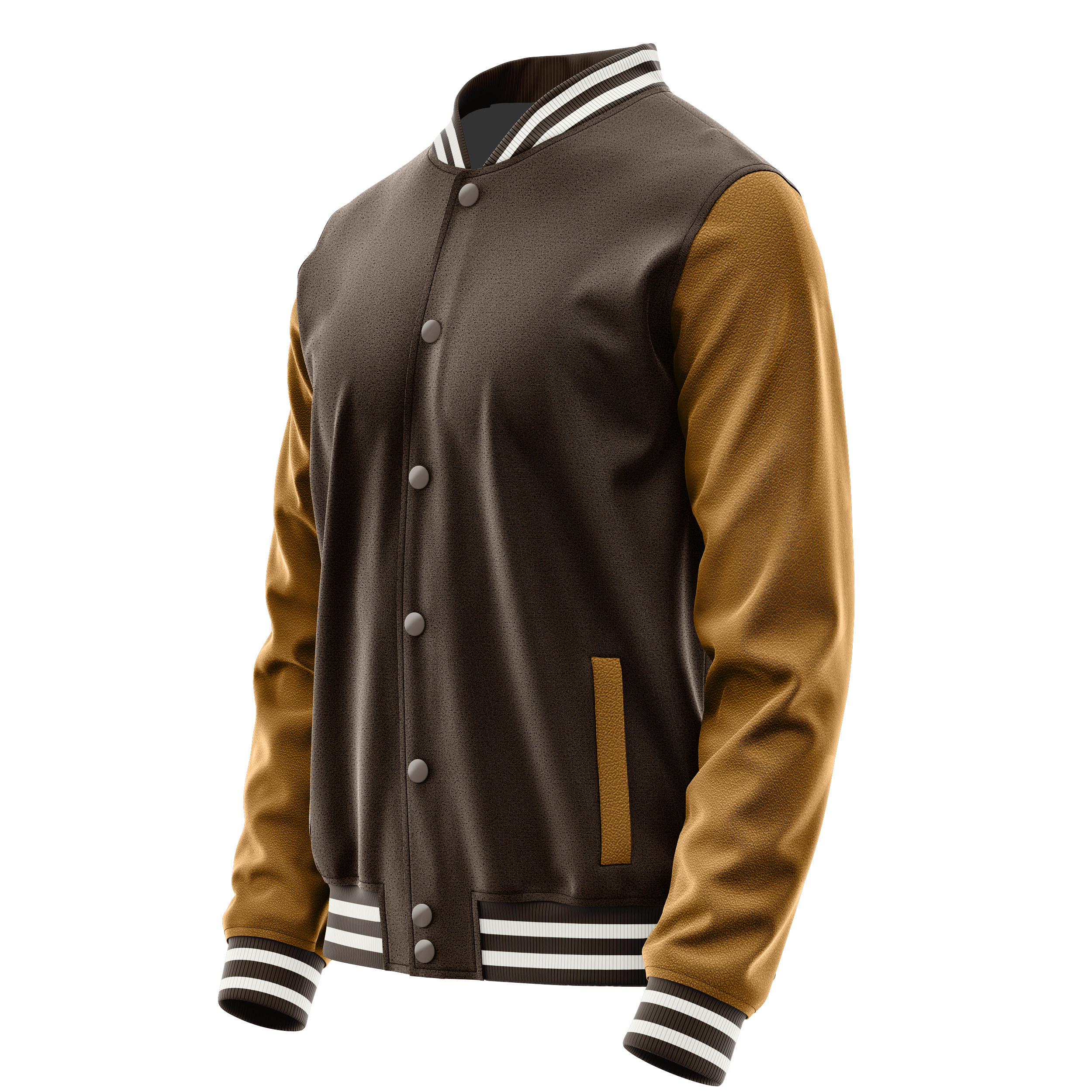 Custom Brown Varsity Jacket Khaki Leather Sleeves JG01220118