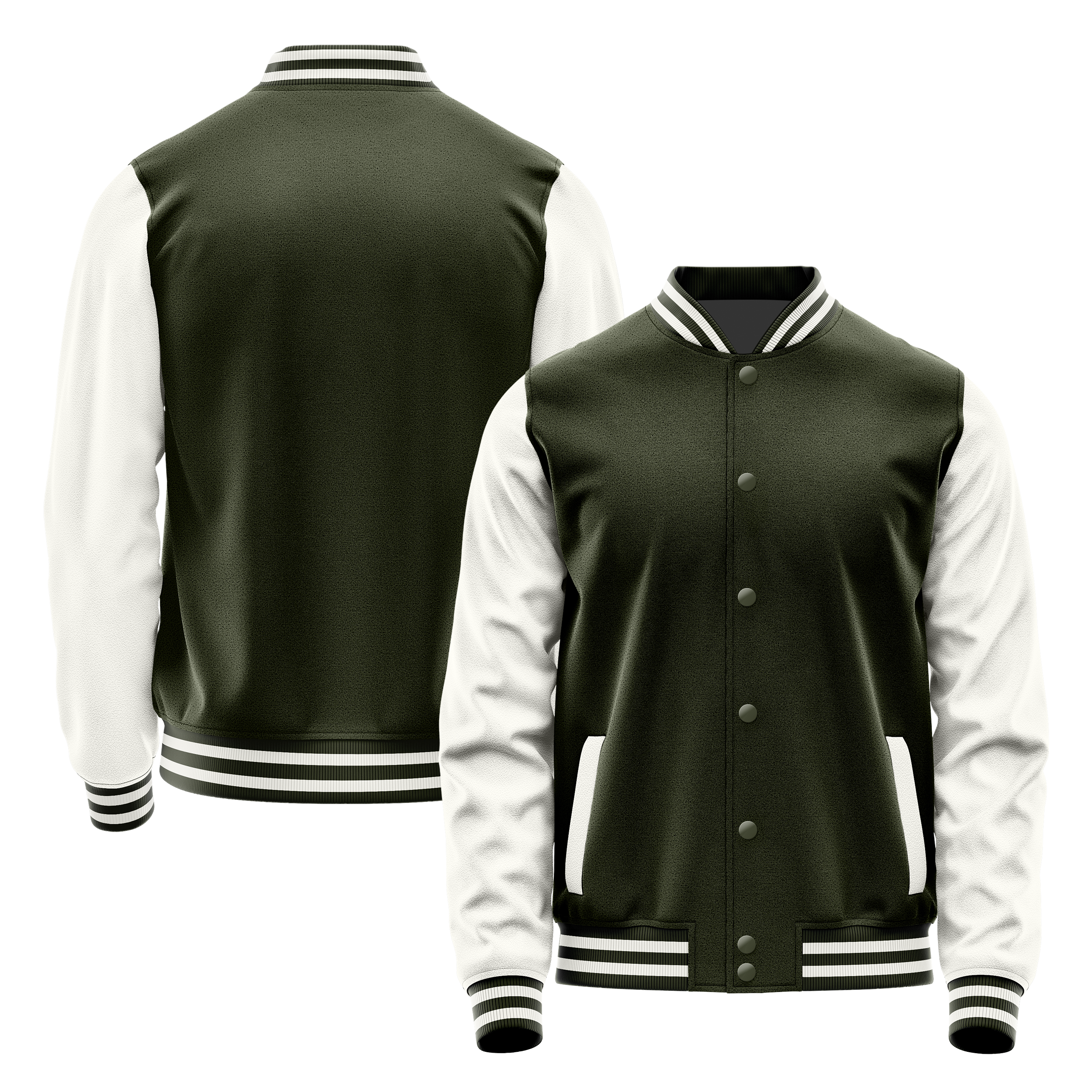 Custom Olive Varsity Jacket White Leather Sleeves JG02180218