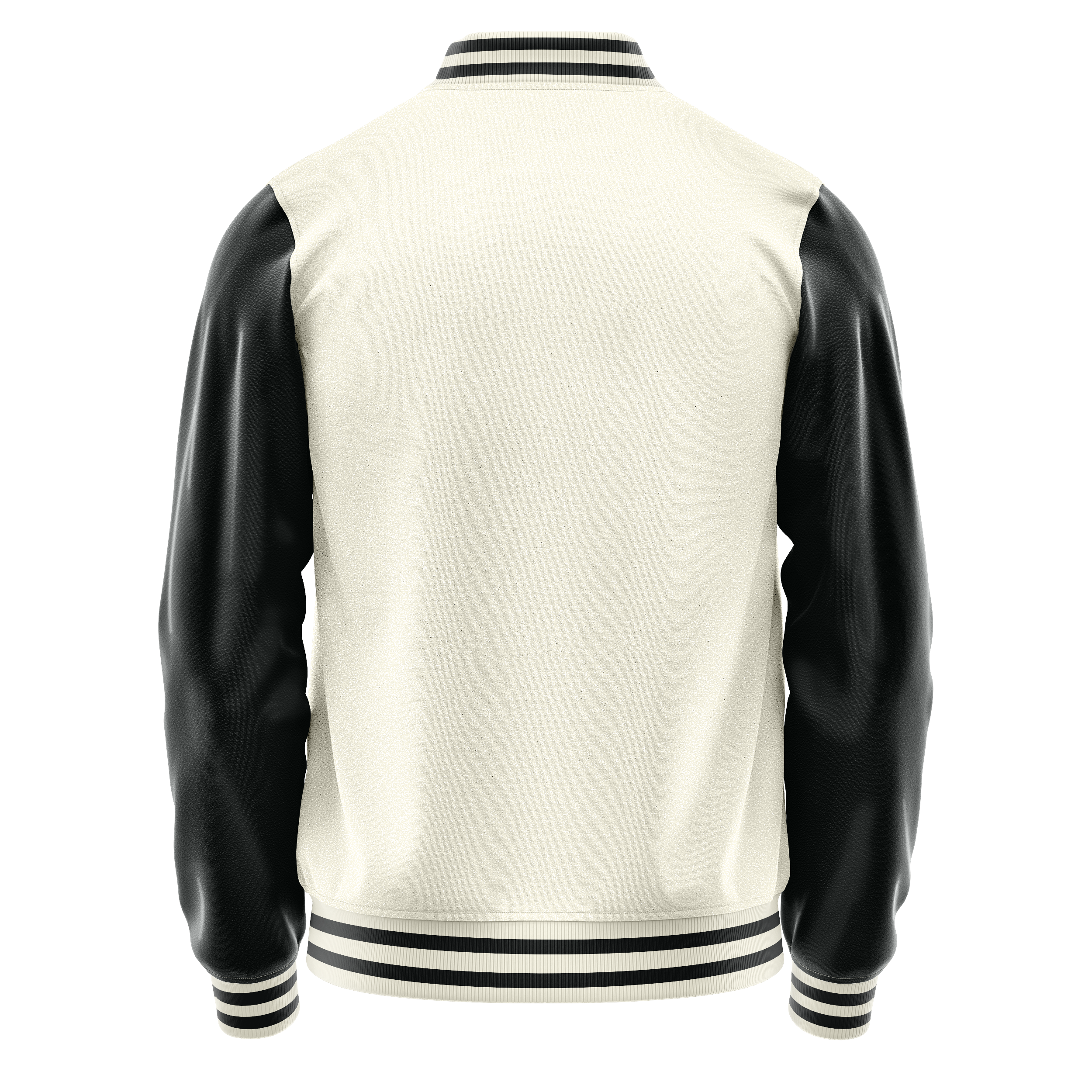 Custom Cream Varsity Jacket Black Leather Sleeves JG03170317