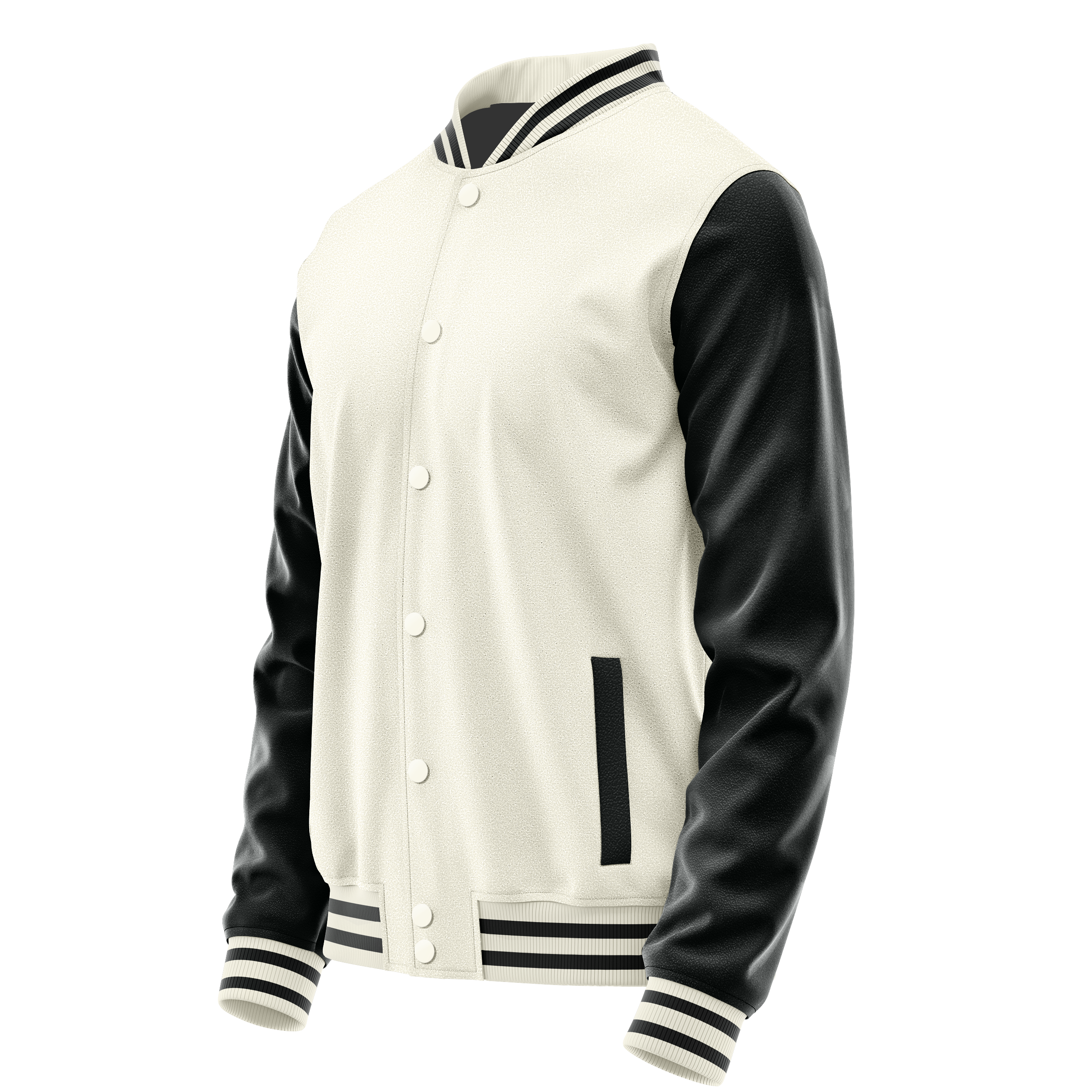 Custom Cream Varsity Jacket Black Leather Sleeves JG03170317