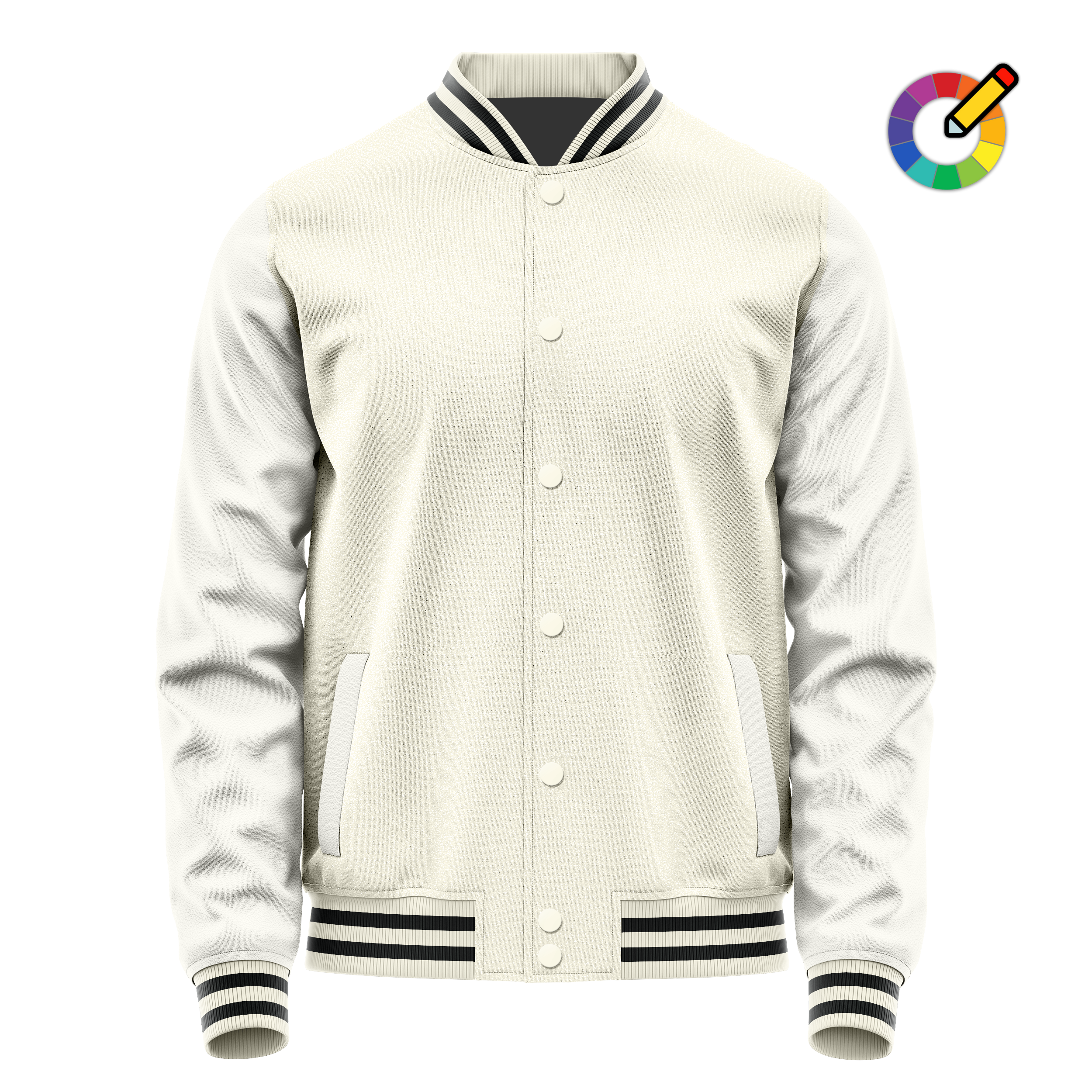 Custom Cream Varsity Jacket White Leather Sleeves JG03180317