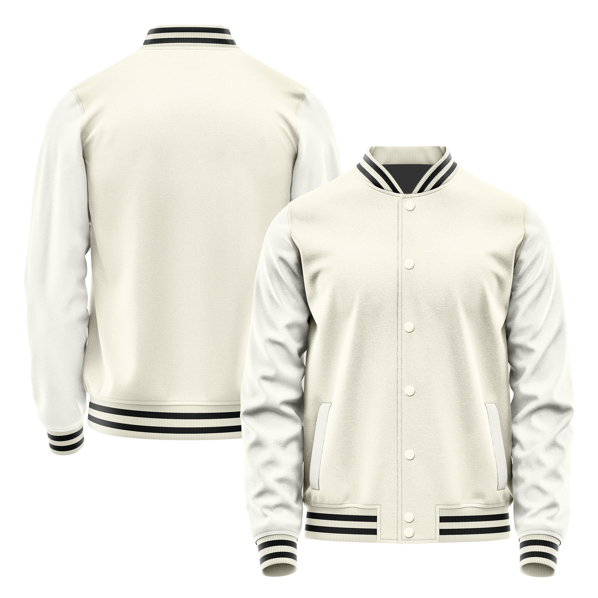 Custom Cream Varsity Jacket White Leather Sleeves JG03180317