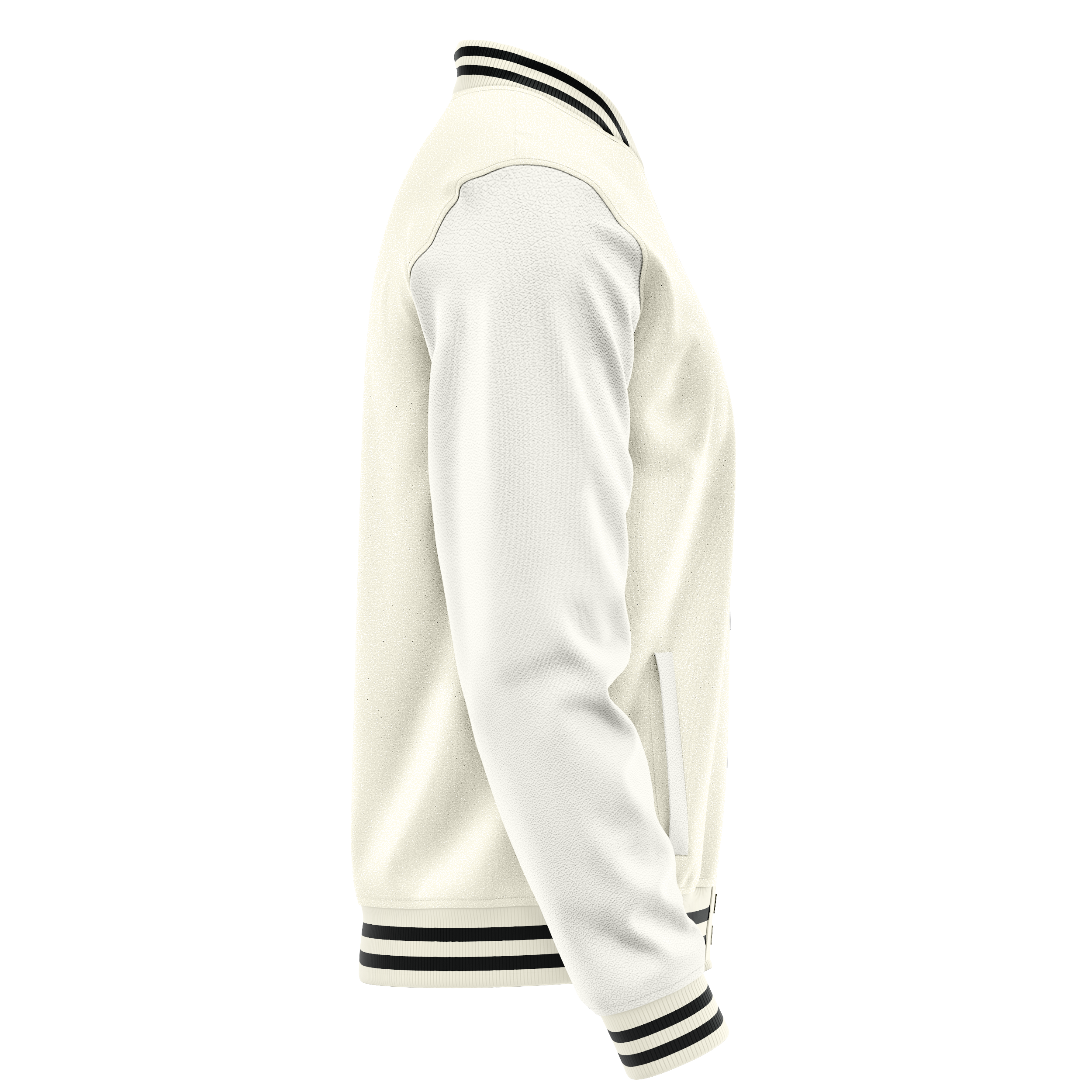 Custom Cream Varsity Jacket White Leather Sleeves JG03180317