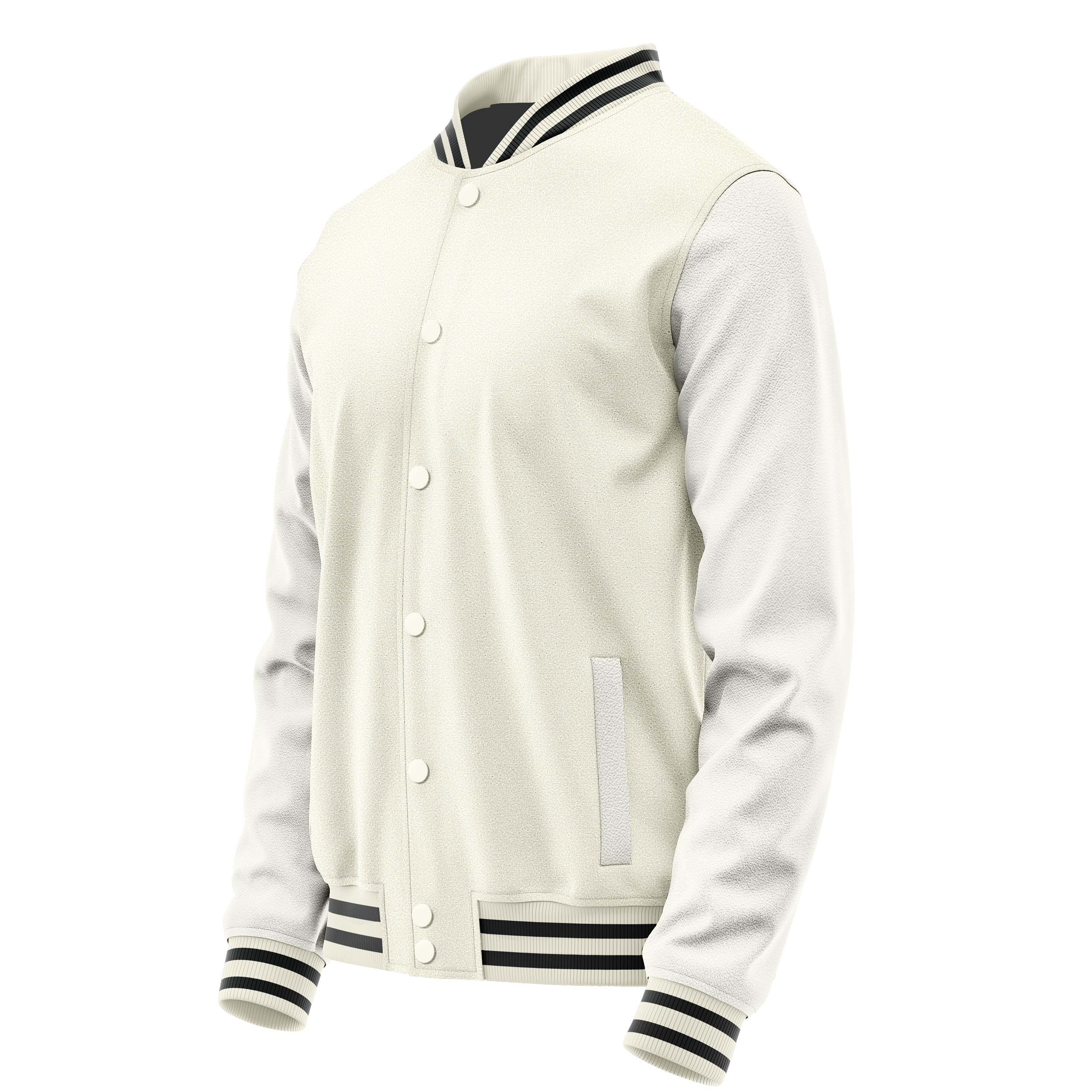 Custom Cream Varsity Jacket White Leather Sleeves JG03180317