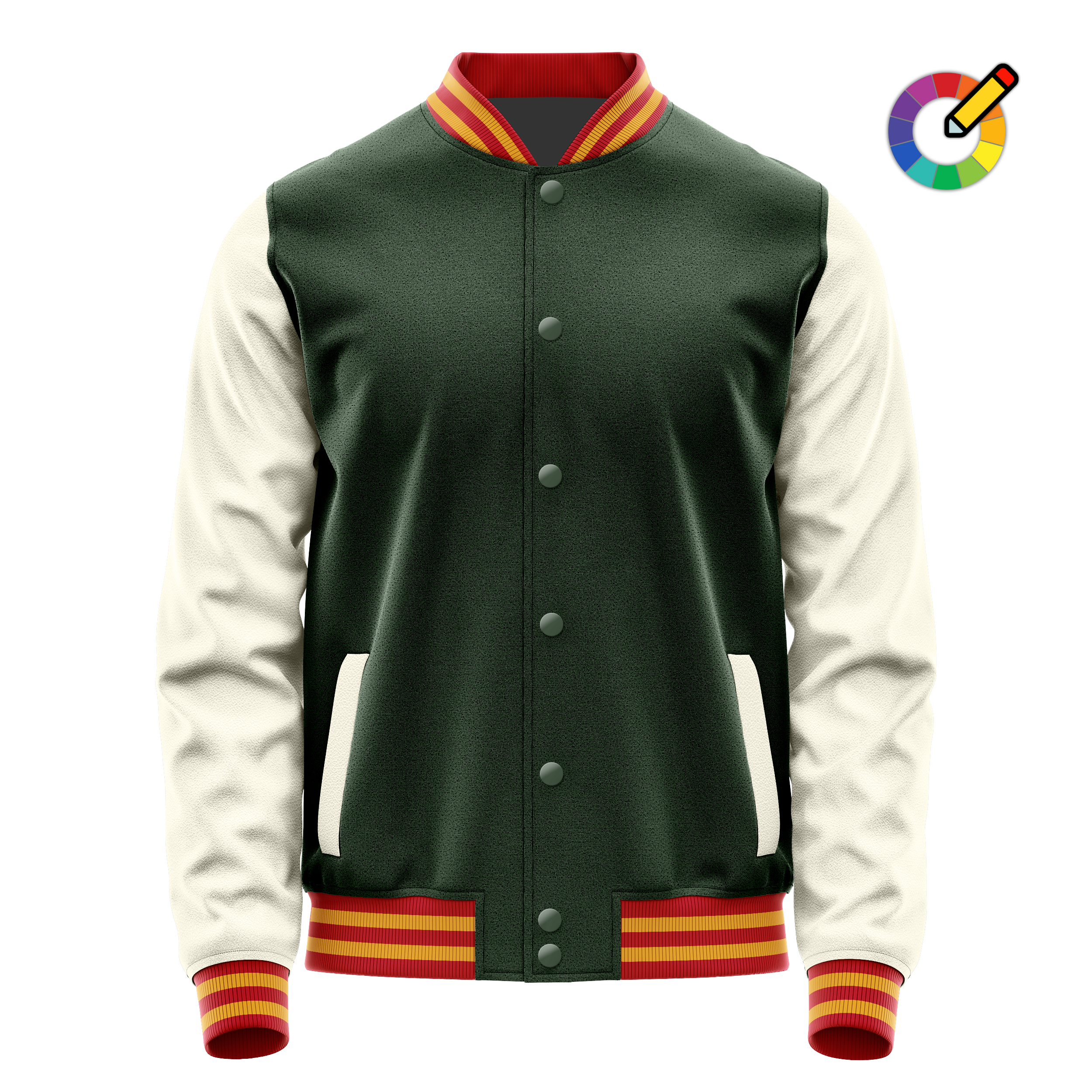 Custom Dark Green Varsity Jacket Cream Leather Sleeves JG06031419