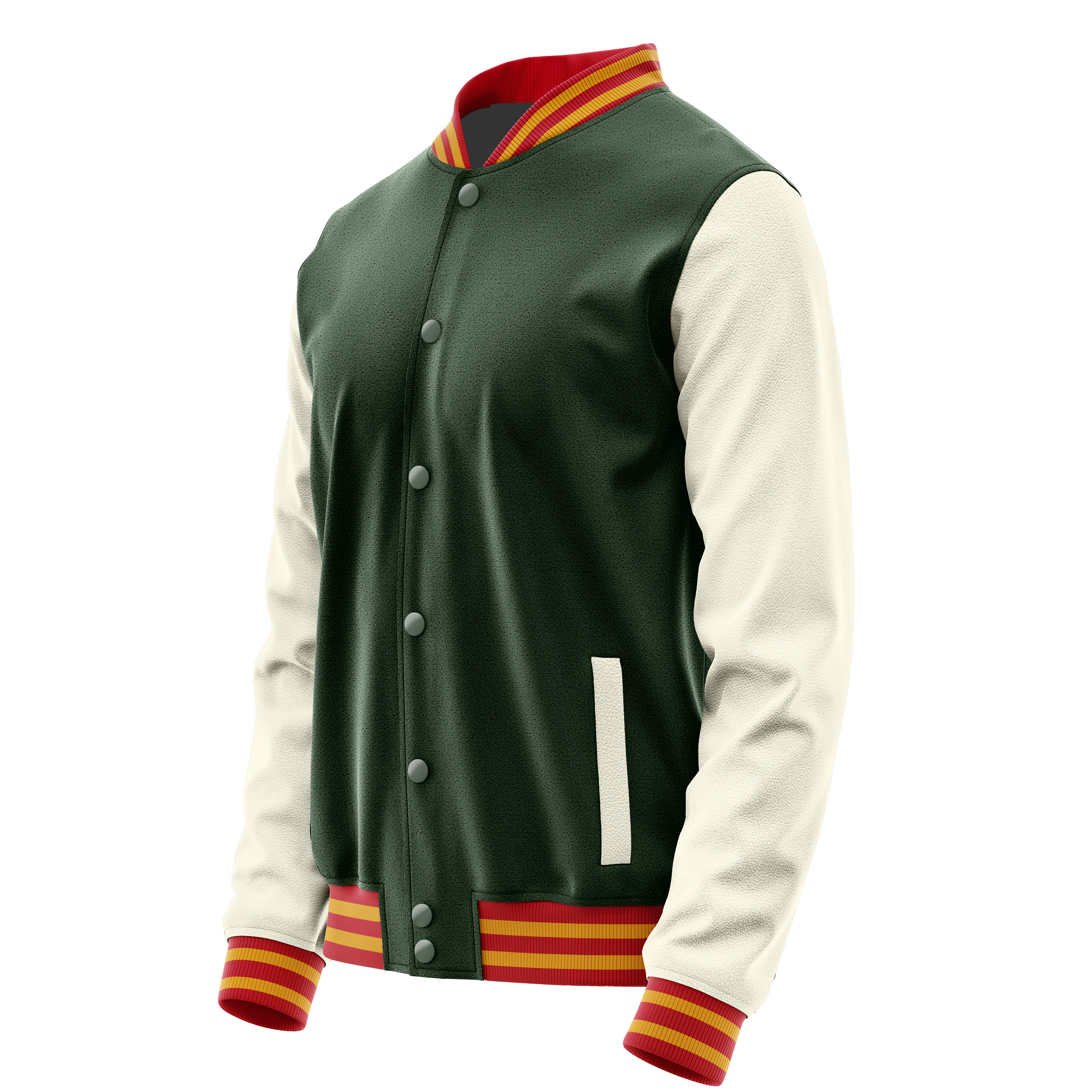 Custom Dark Green Varsity Jacket Cream Leather Sleeves JG06031419