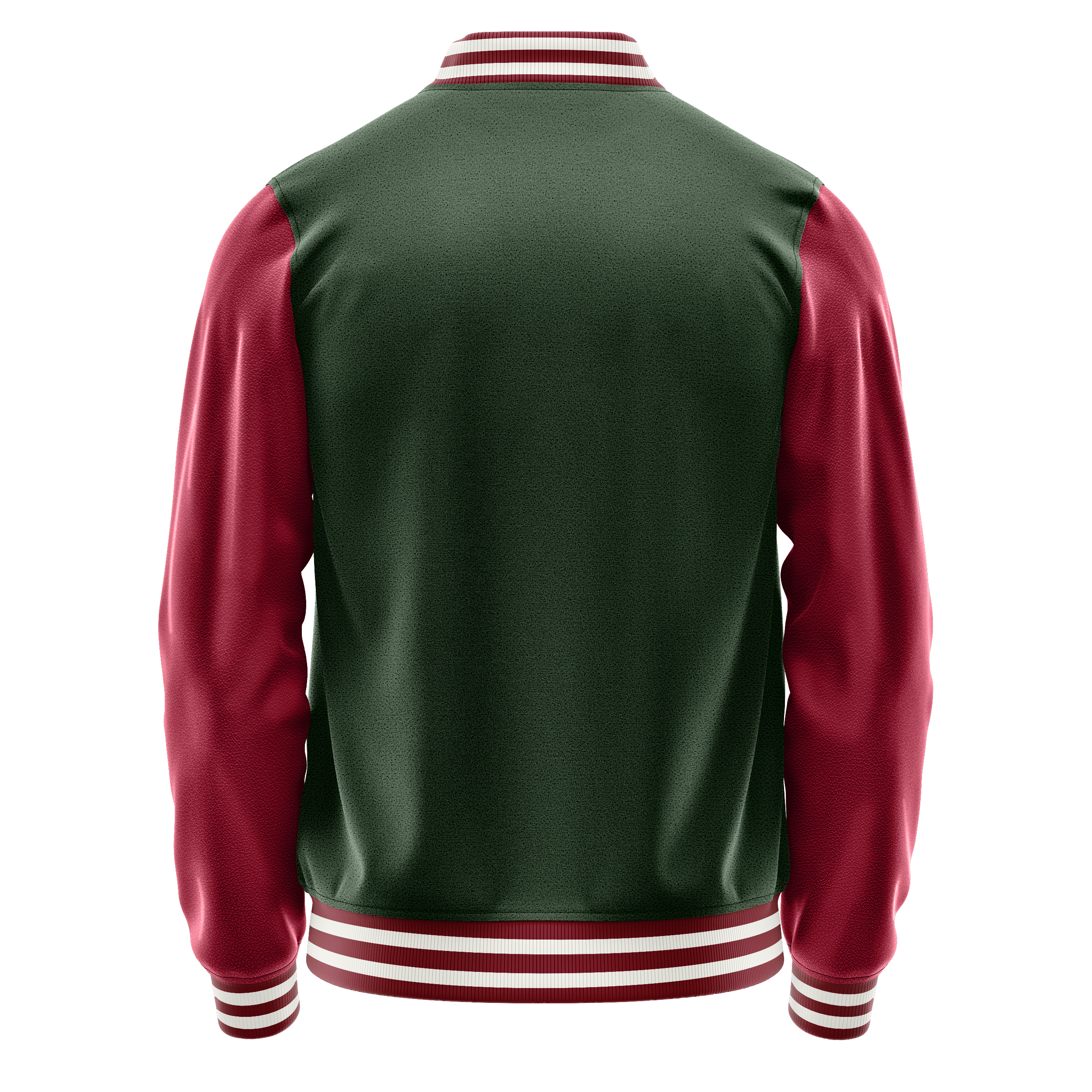 Custom Dark Green Varsity Jacket Crimson Red Leather Sleeves JG06151518