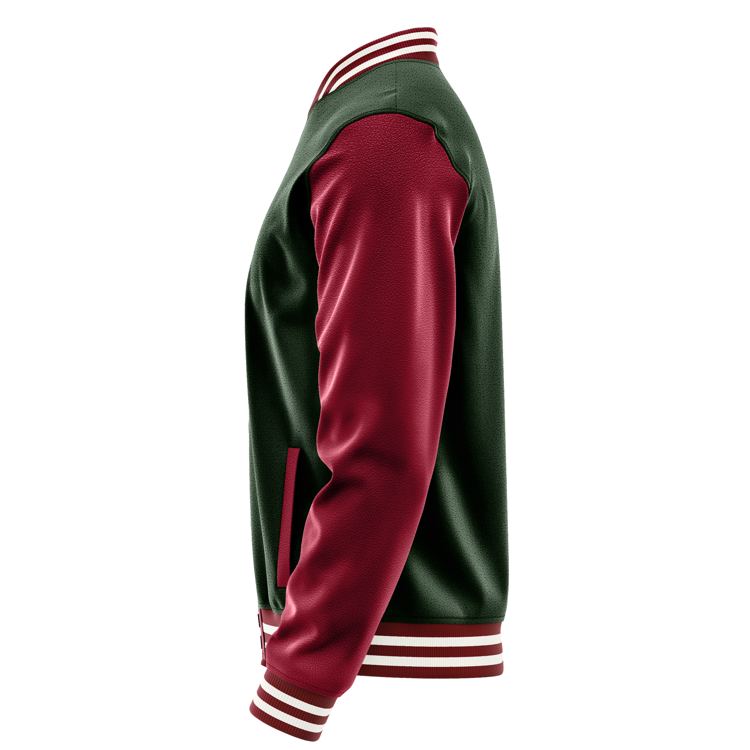 Custom Dark Green Varsity Jacket Crimson Red Leather Sleeves JG06151518