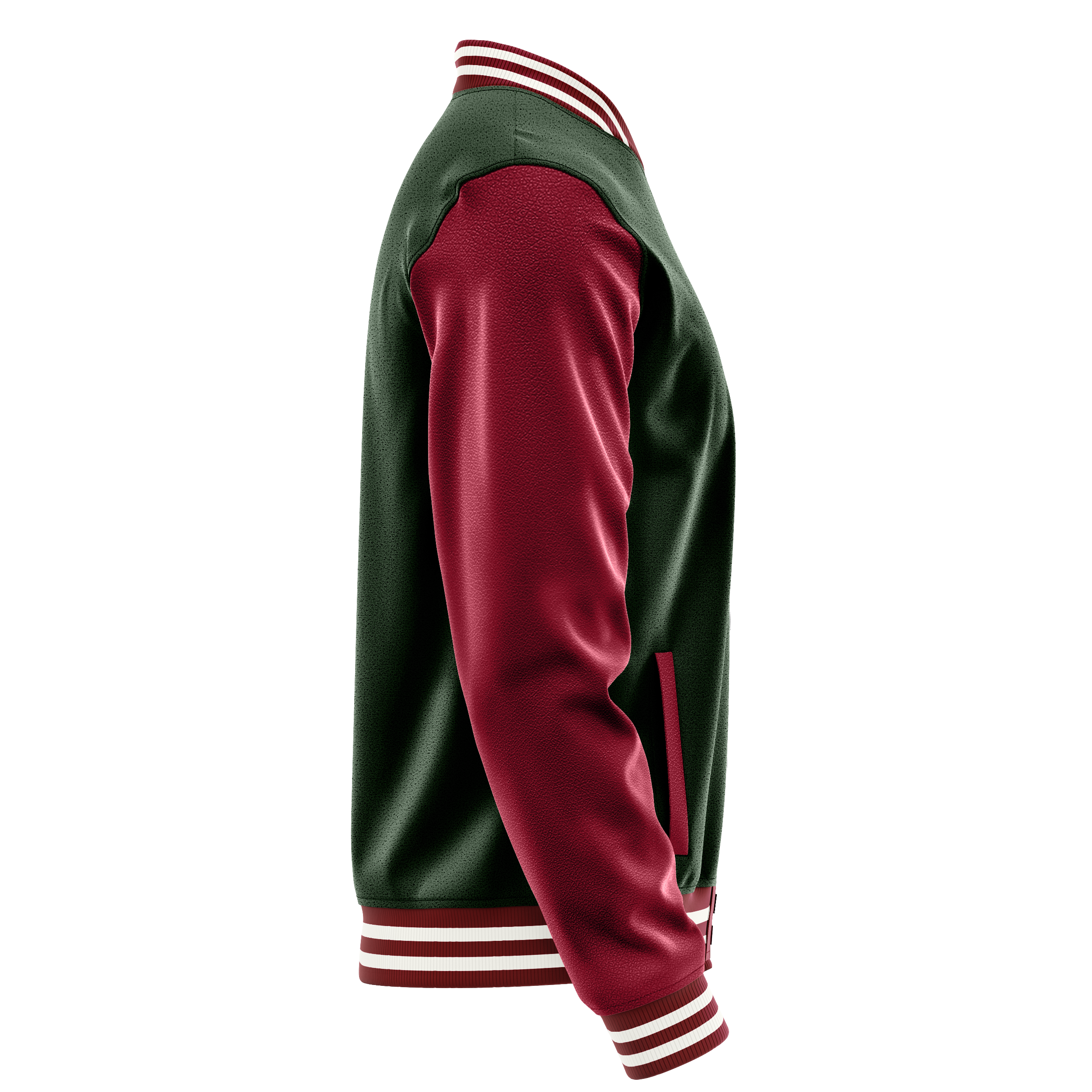 Custom Dark Green Varsity Jacket Crimson Red Leather Sleeves JG06151518