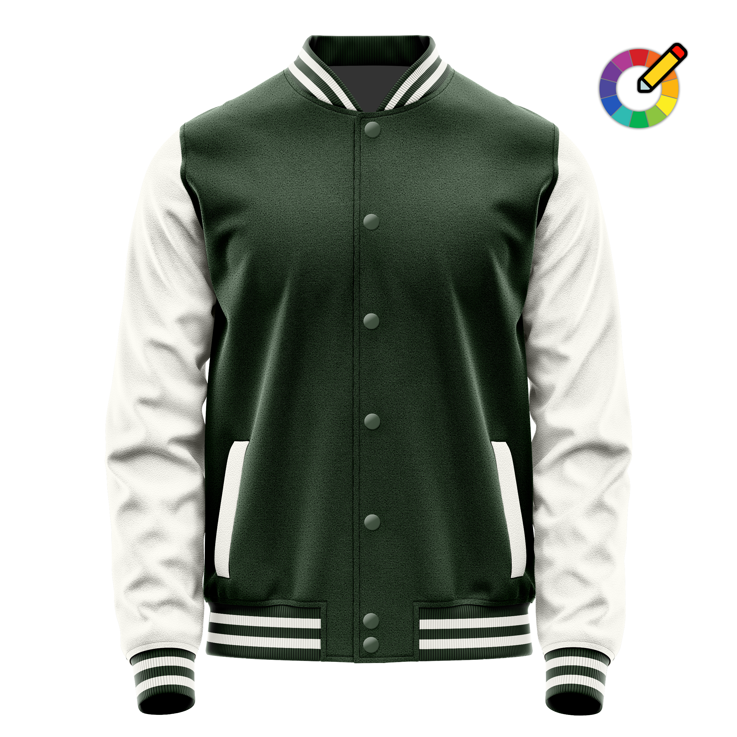 Custom Dark Green Varsity Jacket White Leather Sleeves JG06180618