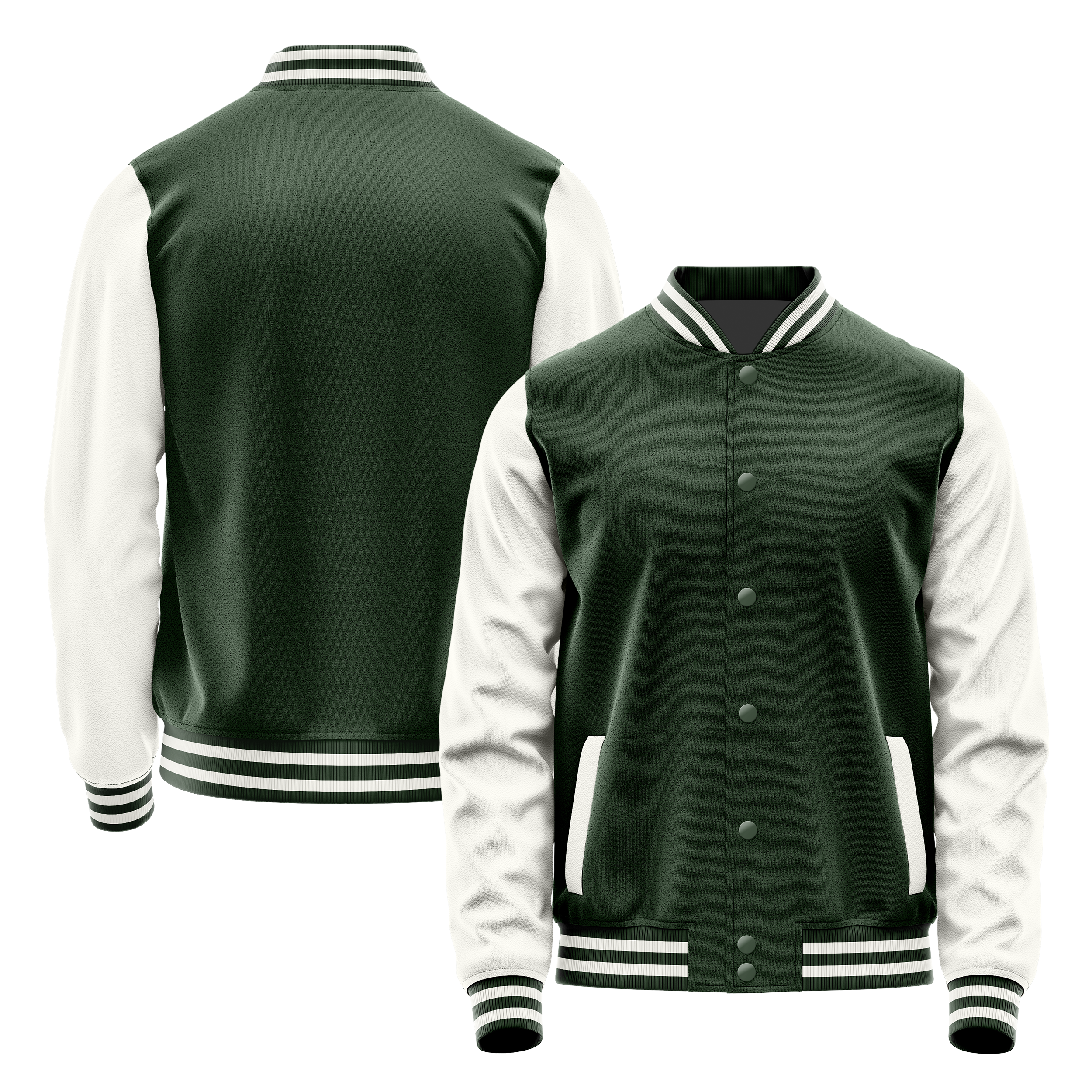 Custom Dark Green Varsity Jacket White Leather Sleeves JG06180618