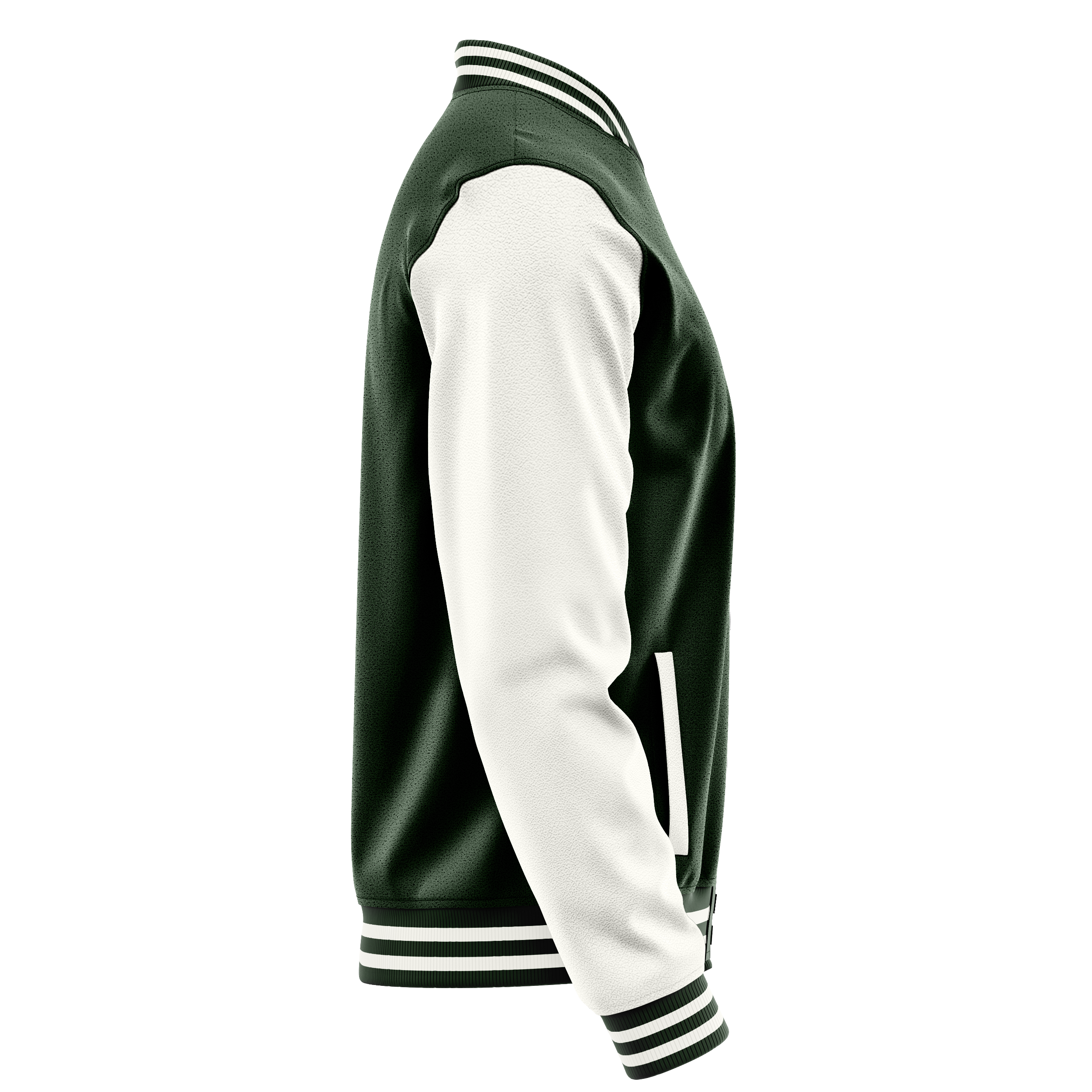 Custom Dark Green Varsity Jacket White Leather Sleeves JG06180618