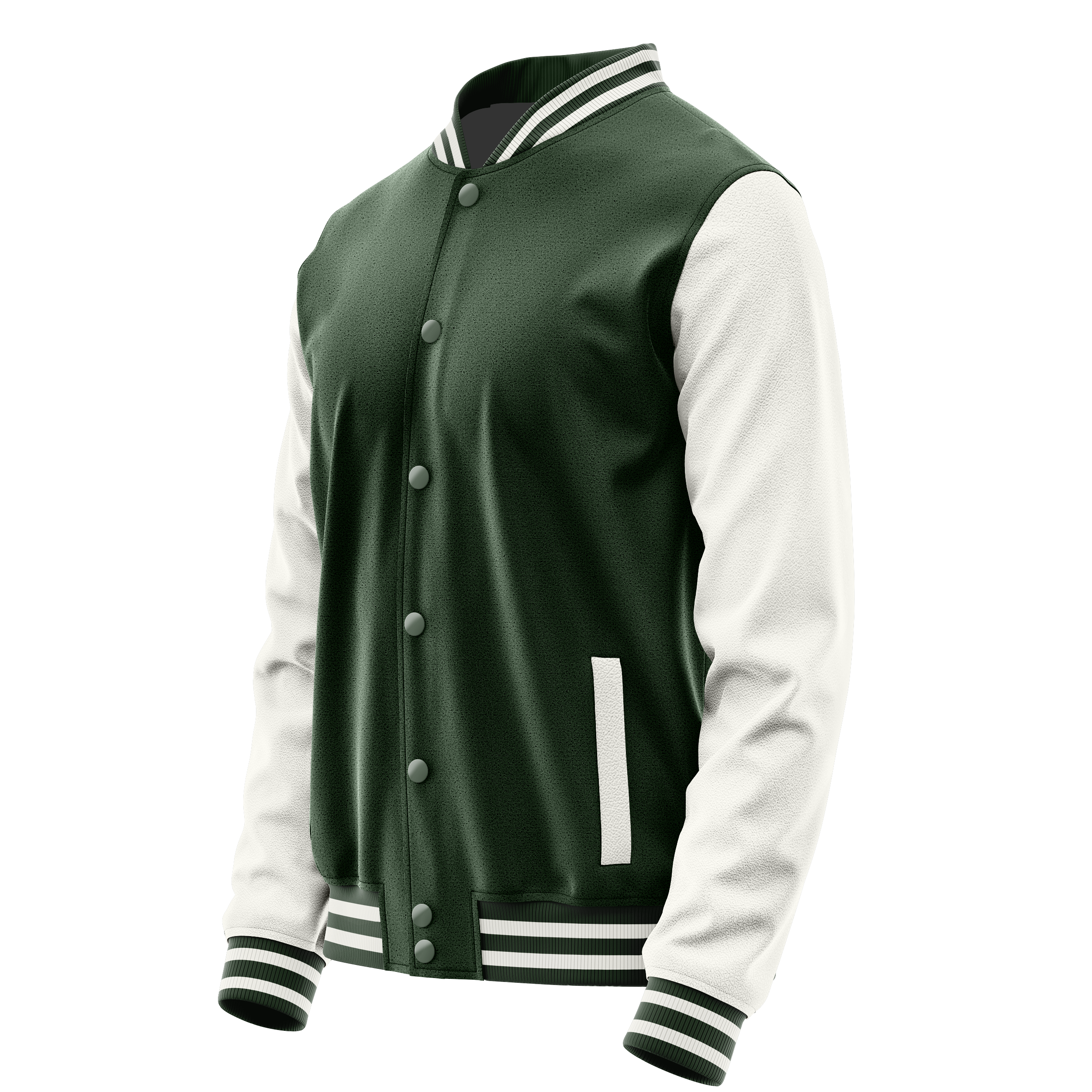 Custom Dark Green Varsity Jacket White Leather Sleeves JG06180618