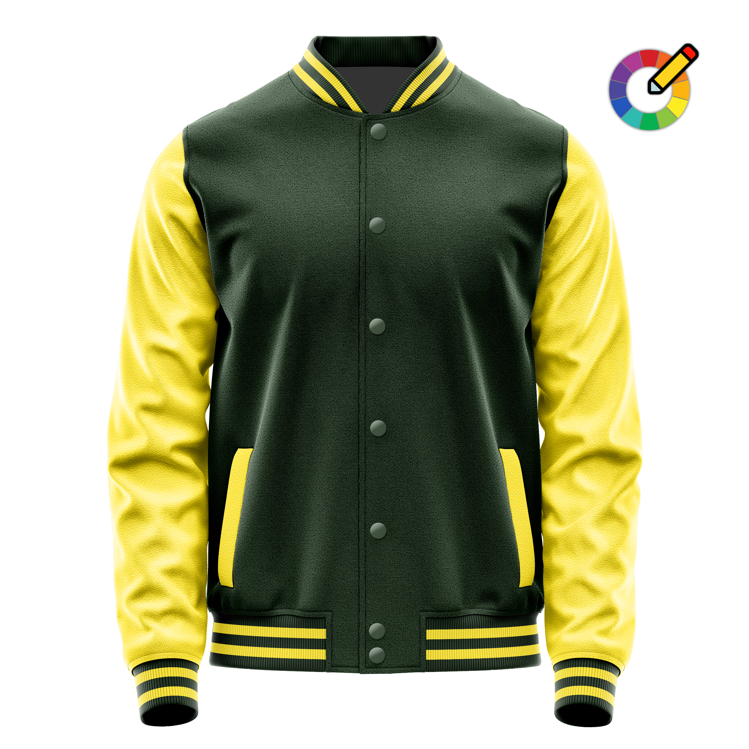 Custom Dark Green Varsity Jacket Light Yellow Leather Sleeves JG06260626