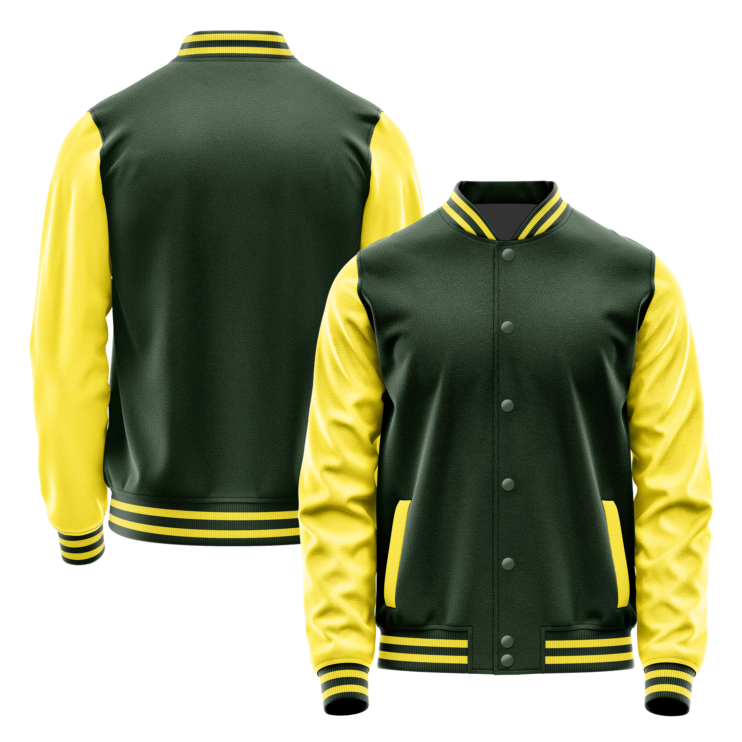 Custom Dark Green Varsity Jacket Light Yellow Leather Sleeves JG06260626