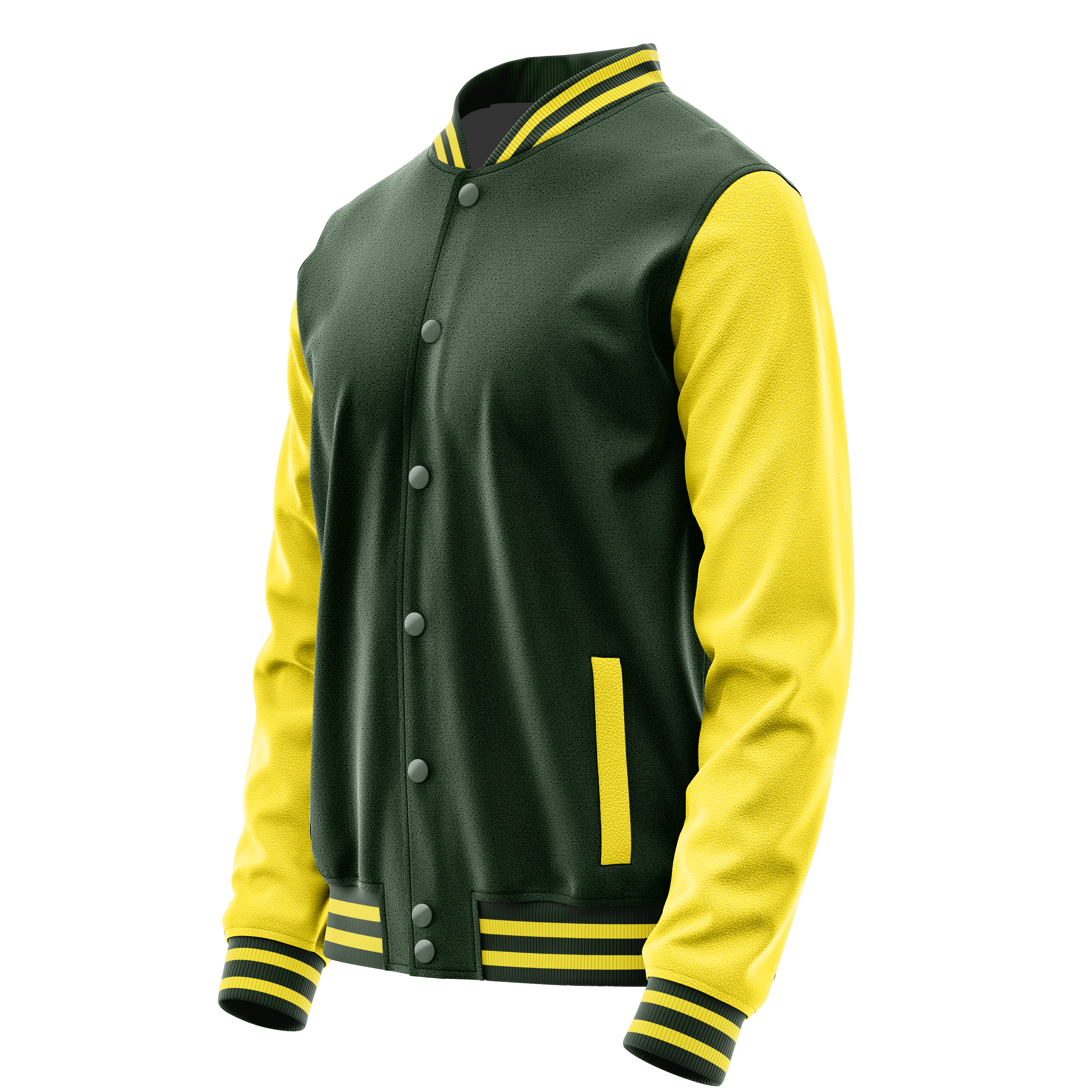 Custom Dark Green Varsity Jacket Light Yellow Leather Sleeves JG06260626