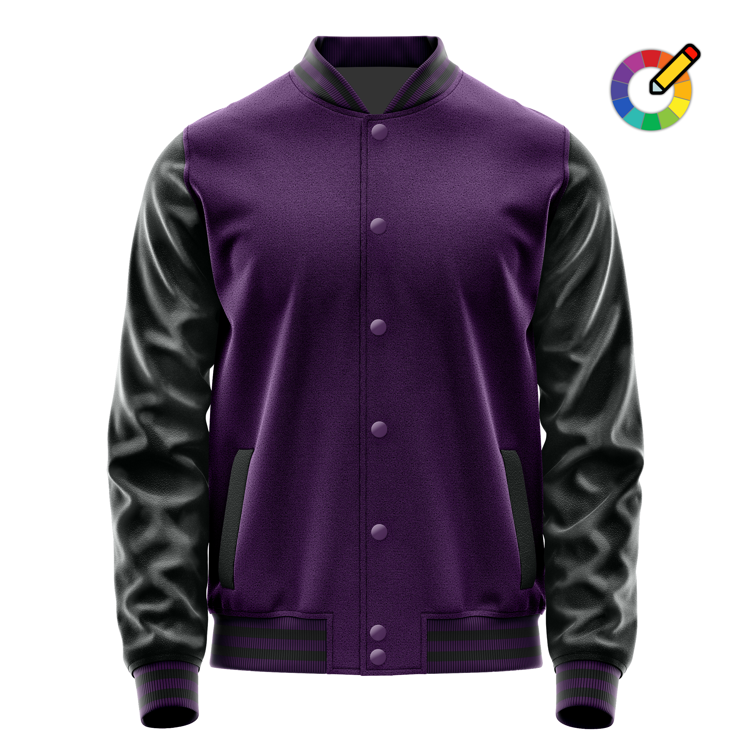 Custom Purple Varsity Jacket Black Leather Sleeves JG07170717