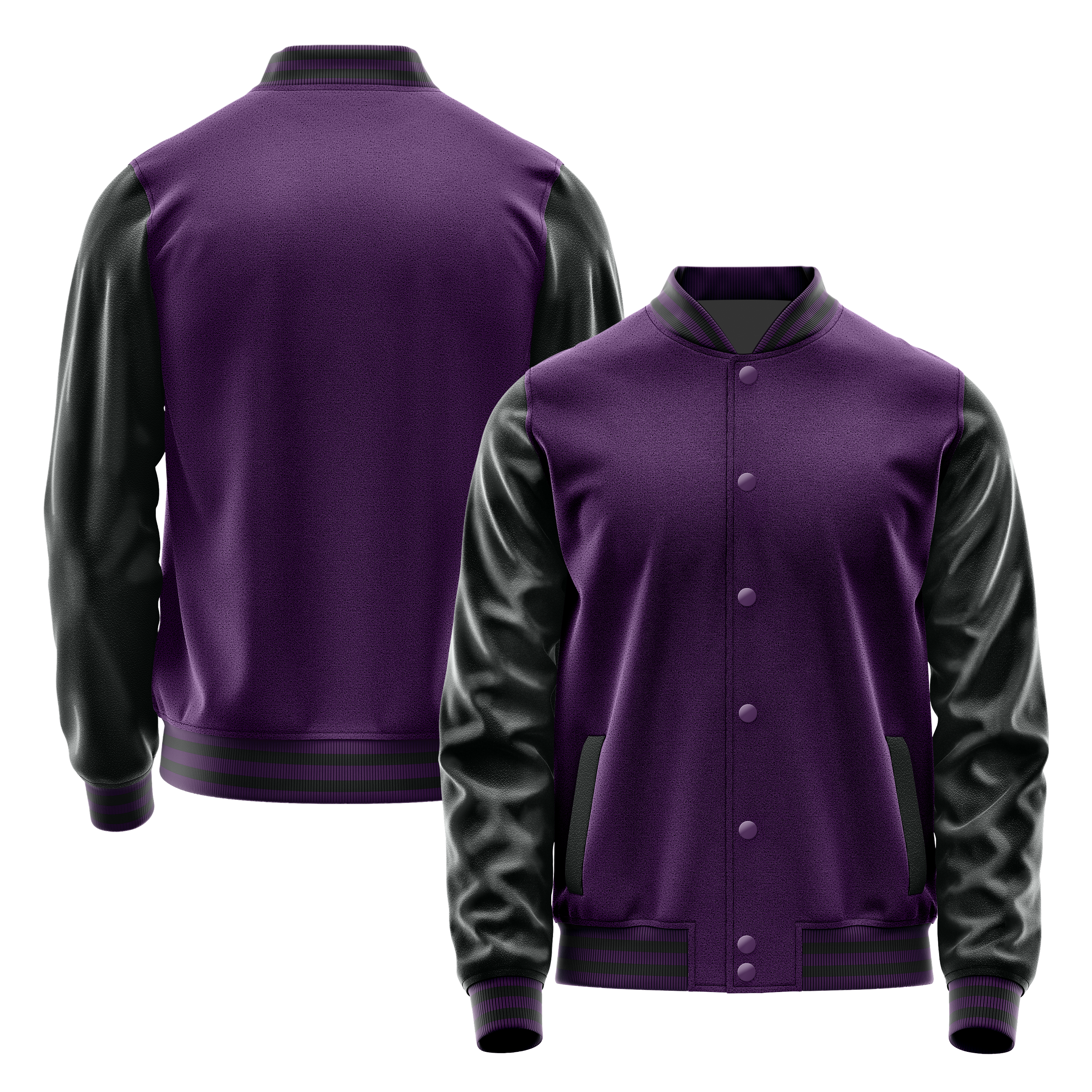 Custom Purple Varsity Jacket Black Leather Sleeves JG07170717