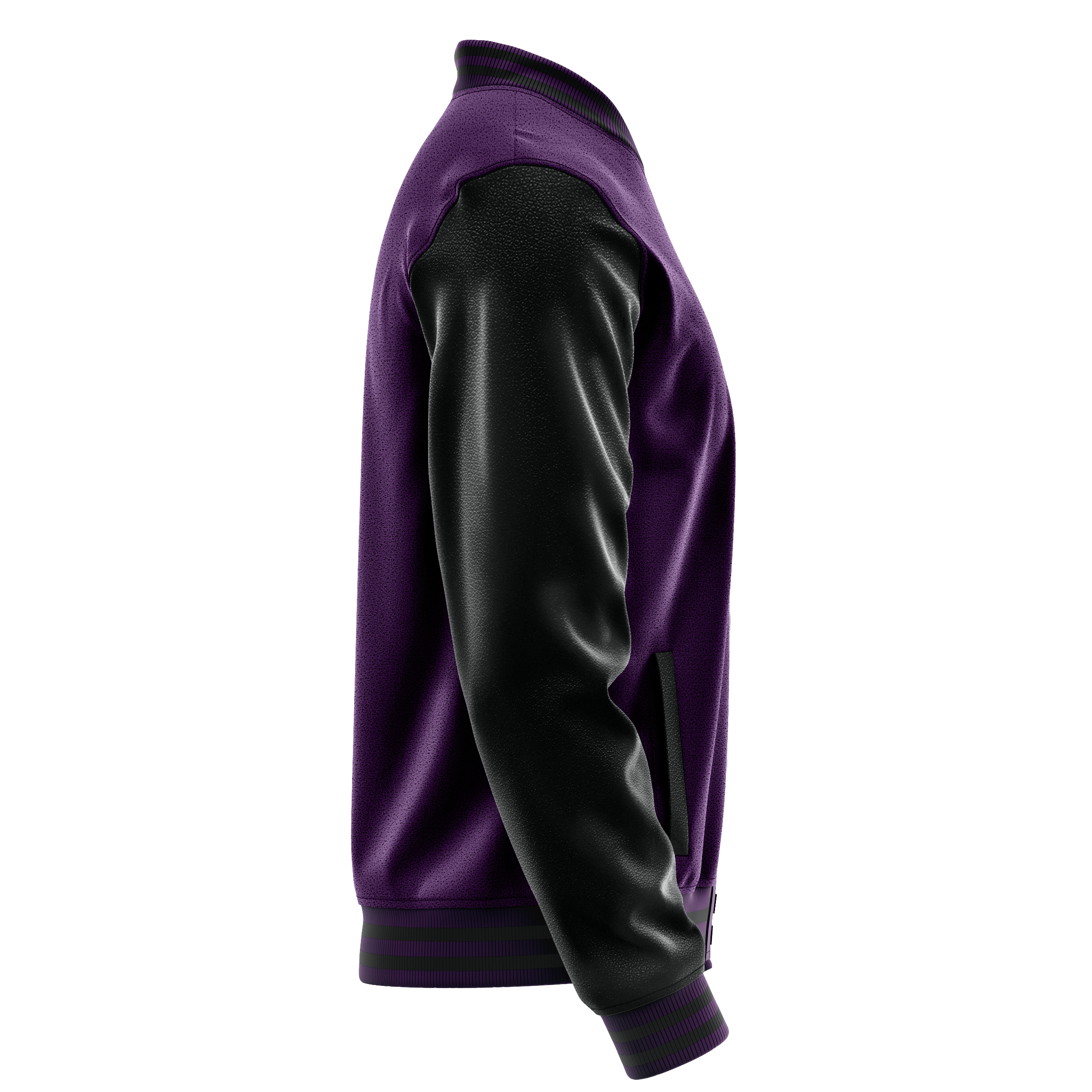 Custom Purple Varsity Jacket Black Leather Sleeves JG07170717