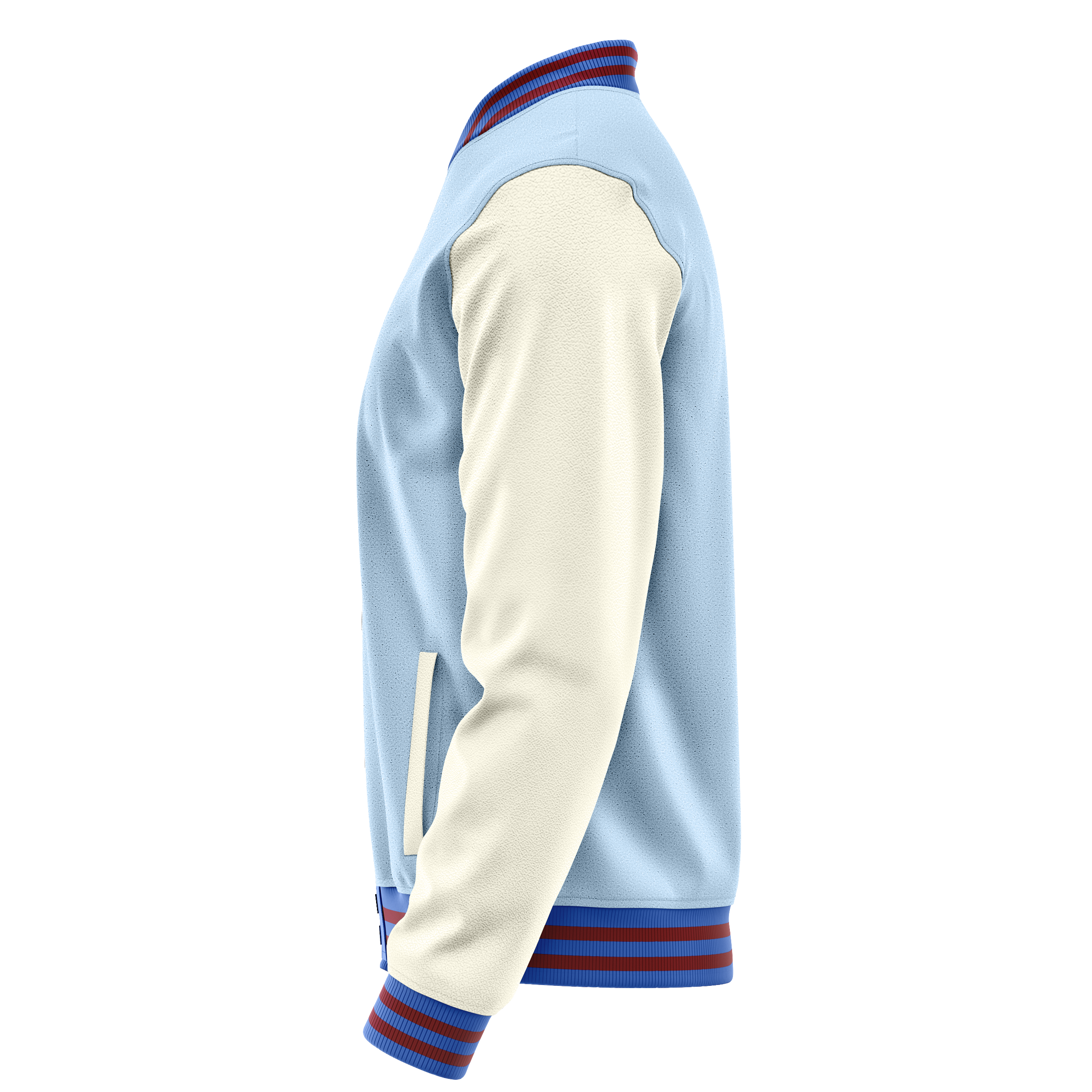 Custom Light Blue Varsity Jacket Cream Leather Sleeves JG08030915