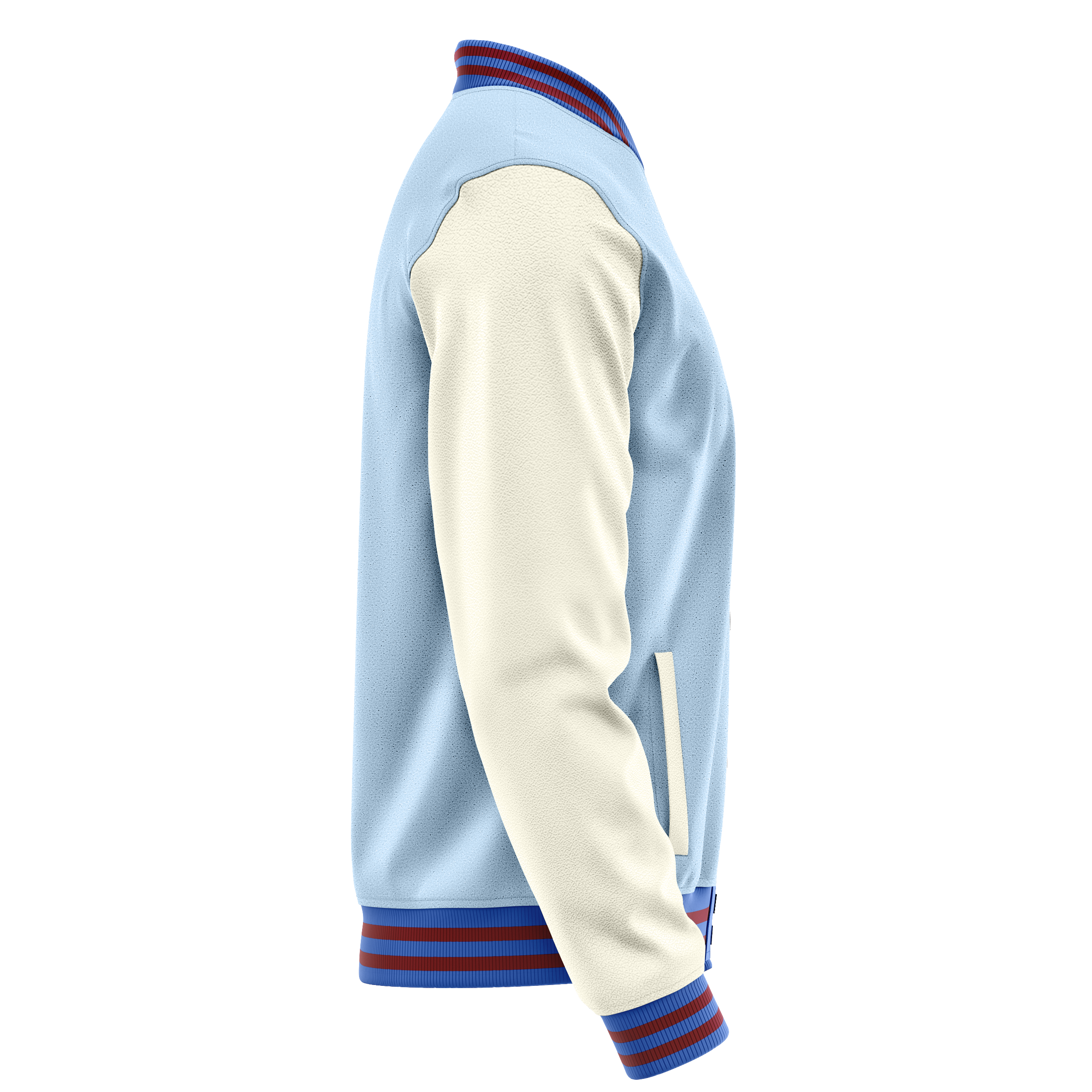 Custom Light Blue Varsity Jacket Cream Leather Sleeves JG08030915