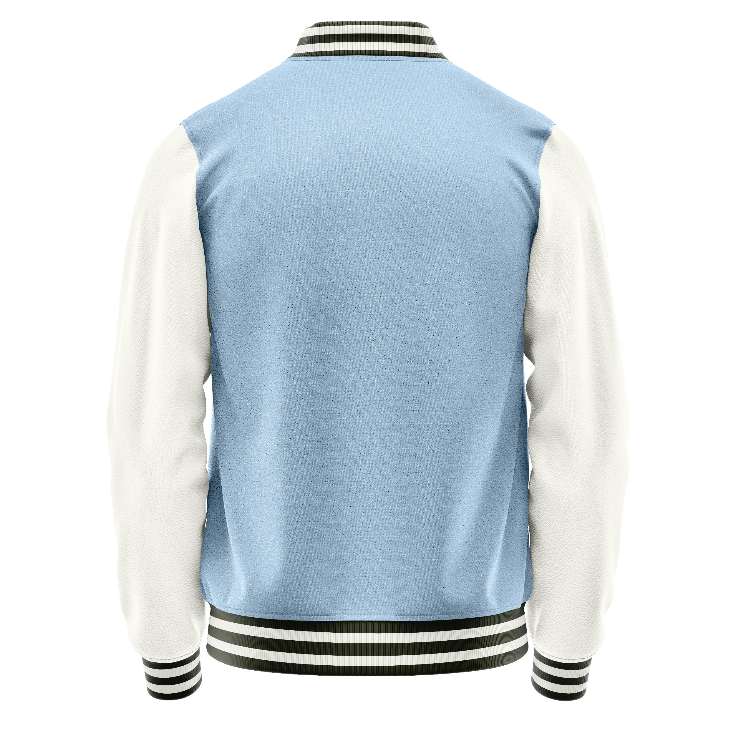 Custom Light Blue Varsity Jacket White Leather Sleeves JG08180218