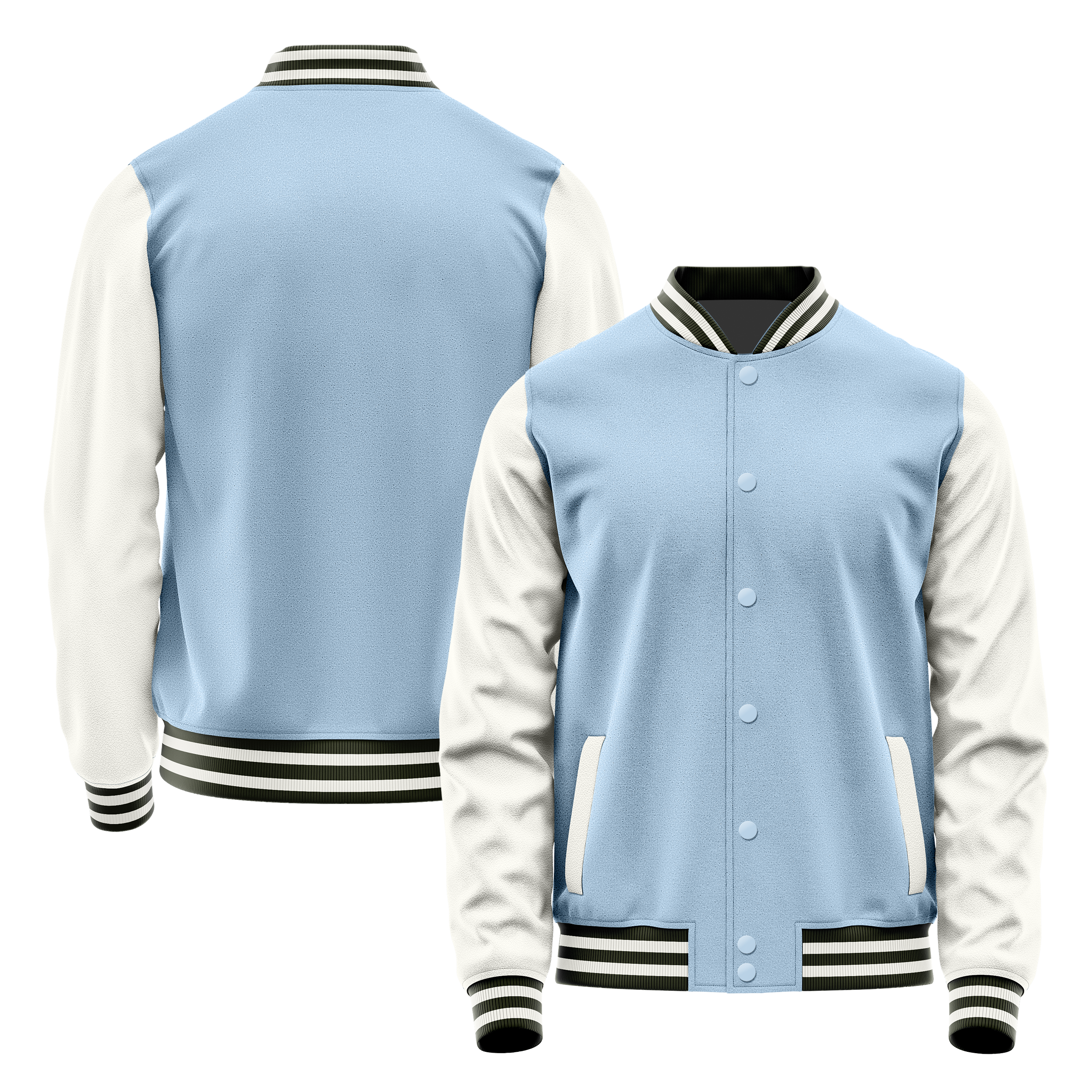 Custom Light Blue Varsity Jacket White Leather Sleeves JG08180218