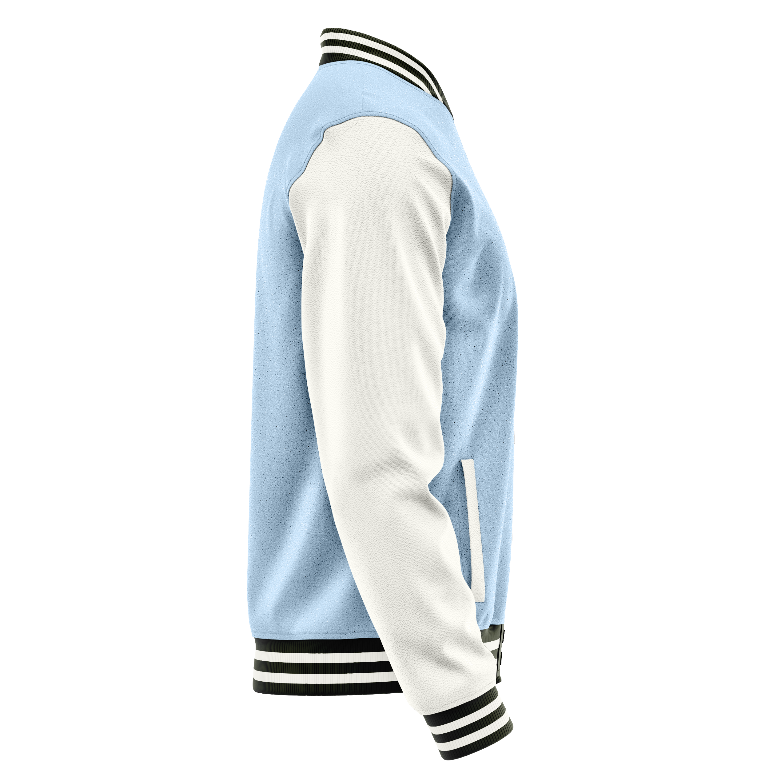 Custom Light Blue Varsity Jacket White Leather Sleeves JG08180218