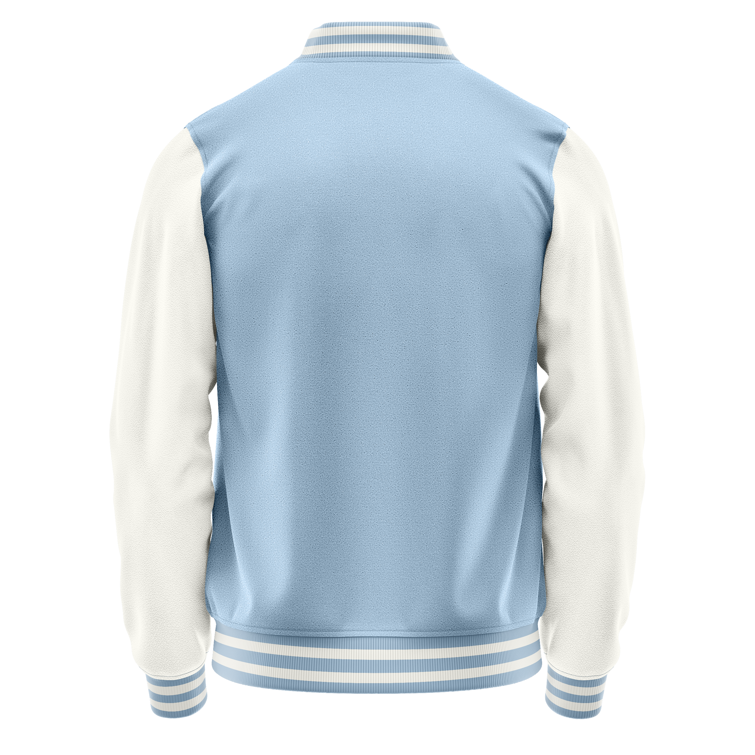 Custom Light Blue Varsity Jacket White Leather Sleeves JG08180818