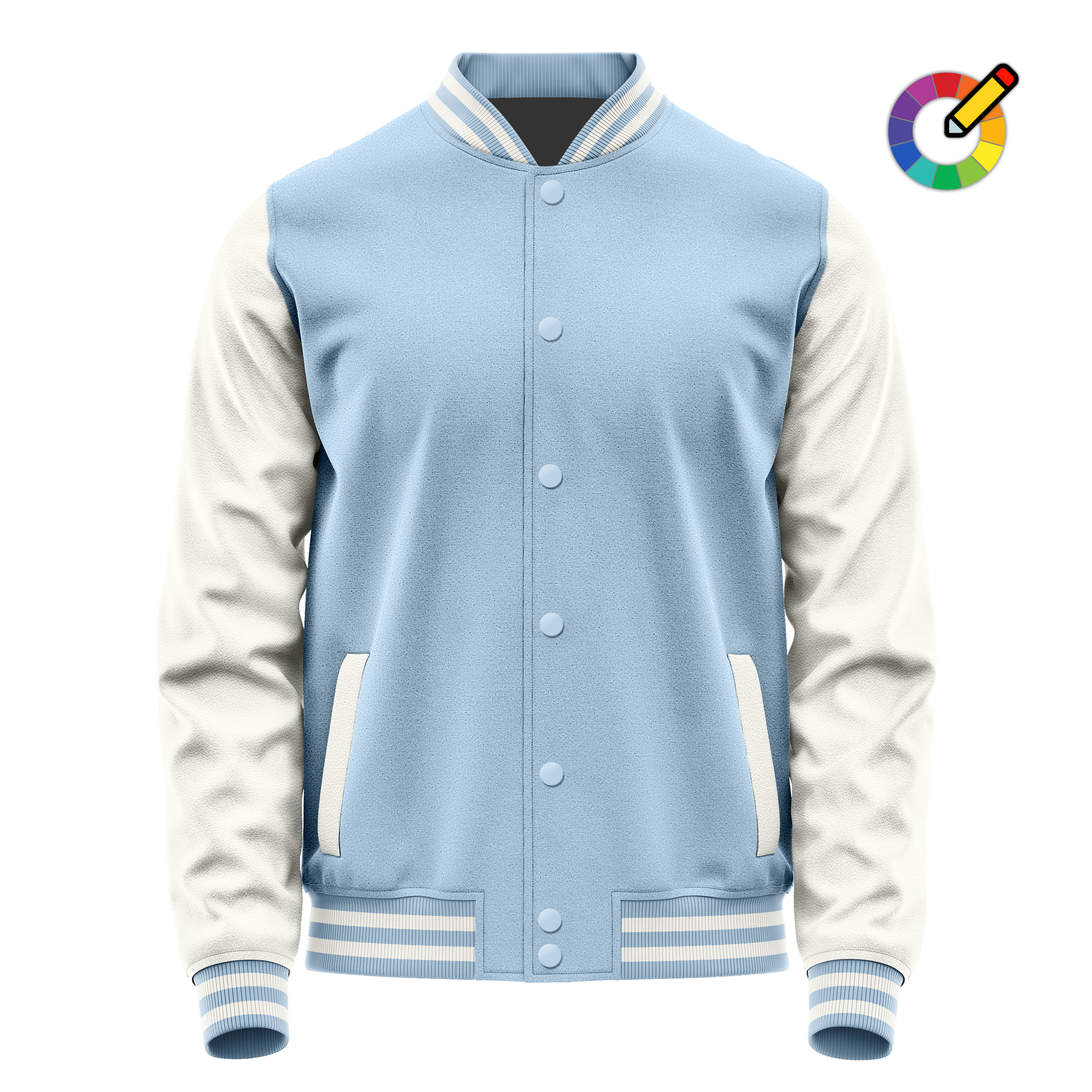 Custom Light Blue Varsity Jacket White Leather Sleeves JG08180818