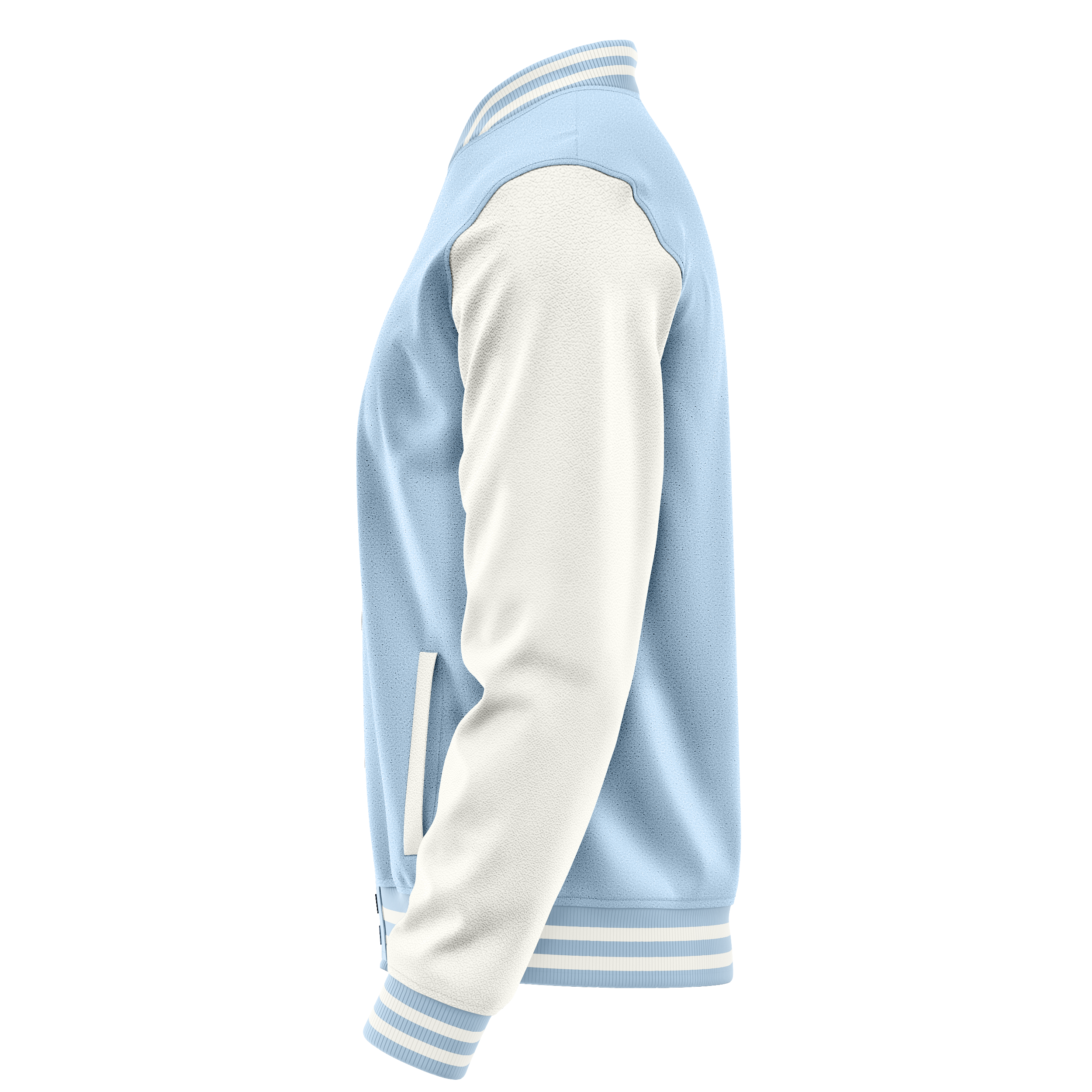 Custom Light Blue Varsity Jacket White Leather Sleeves JG08180818