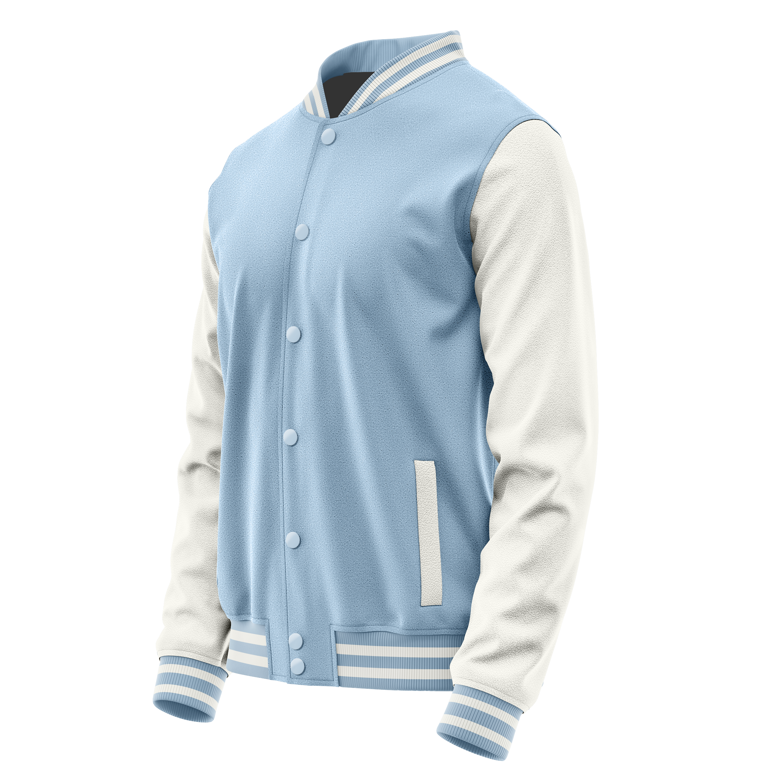 Custom Light Blue Varsity Jacket White Leather Sleeves JG08180818