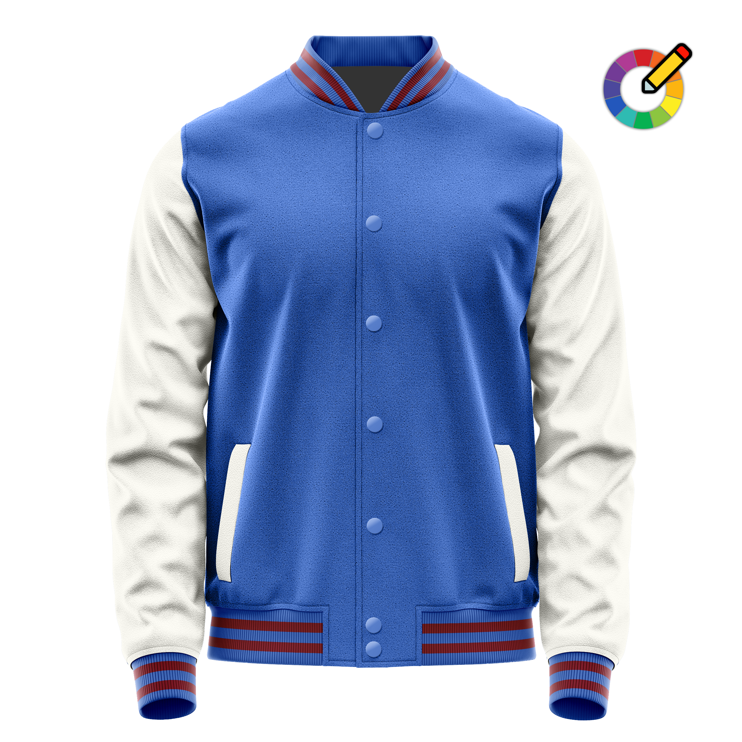 Custom Sky Blue Varsity Jacket White Leather Sleeves JG09180915