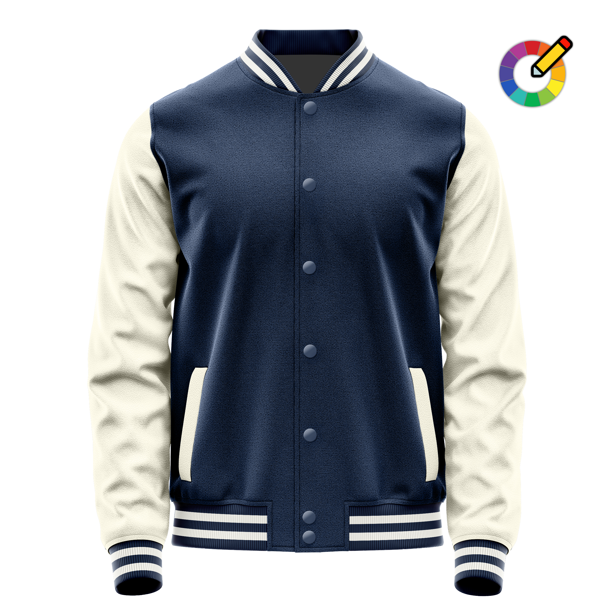 Custom Blue Varsity Jacket Cream Leather Sleeves JG10031018