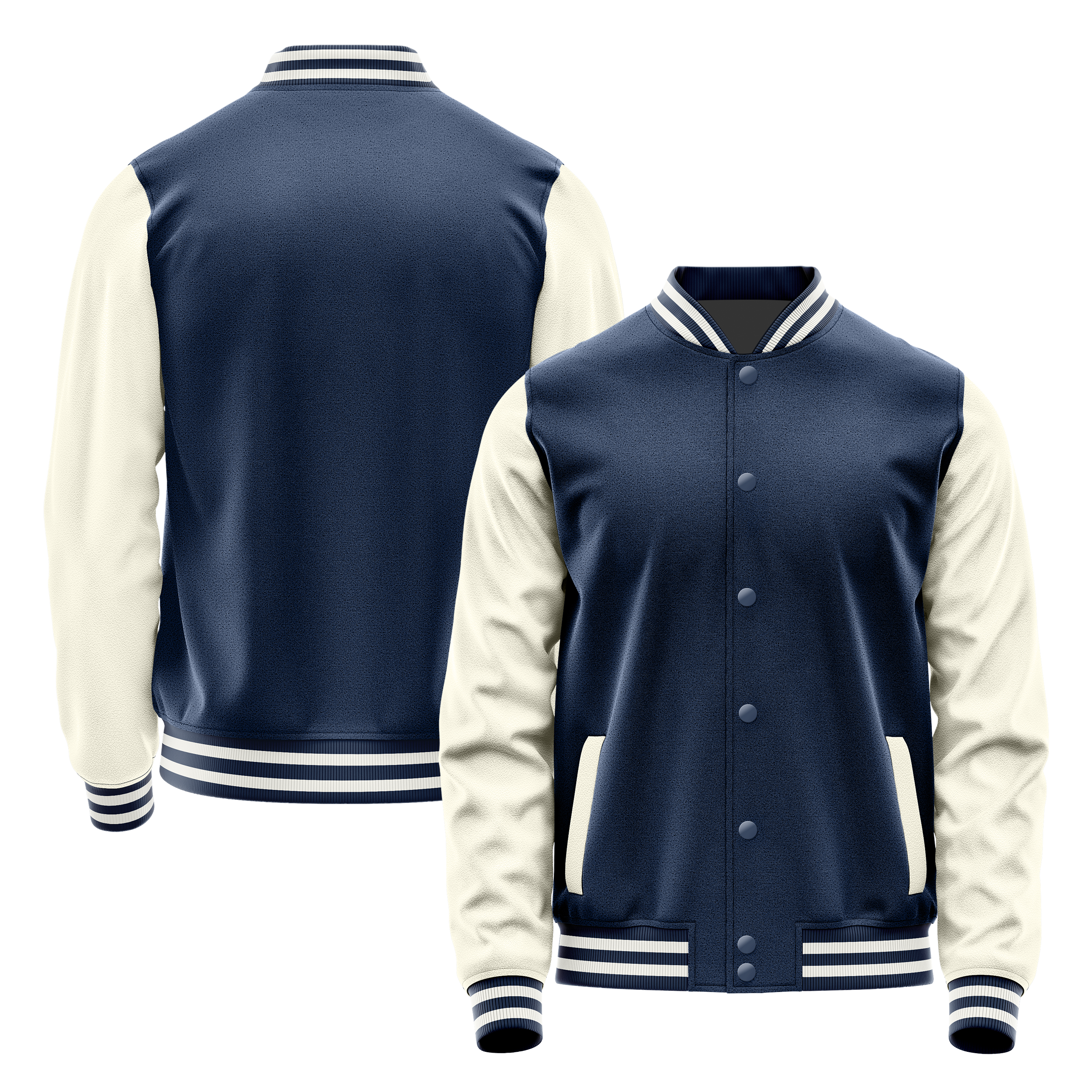 Custom Blue Varsity Jacket Cream Leather Sleeves JG10031018